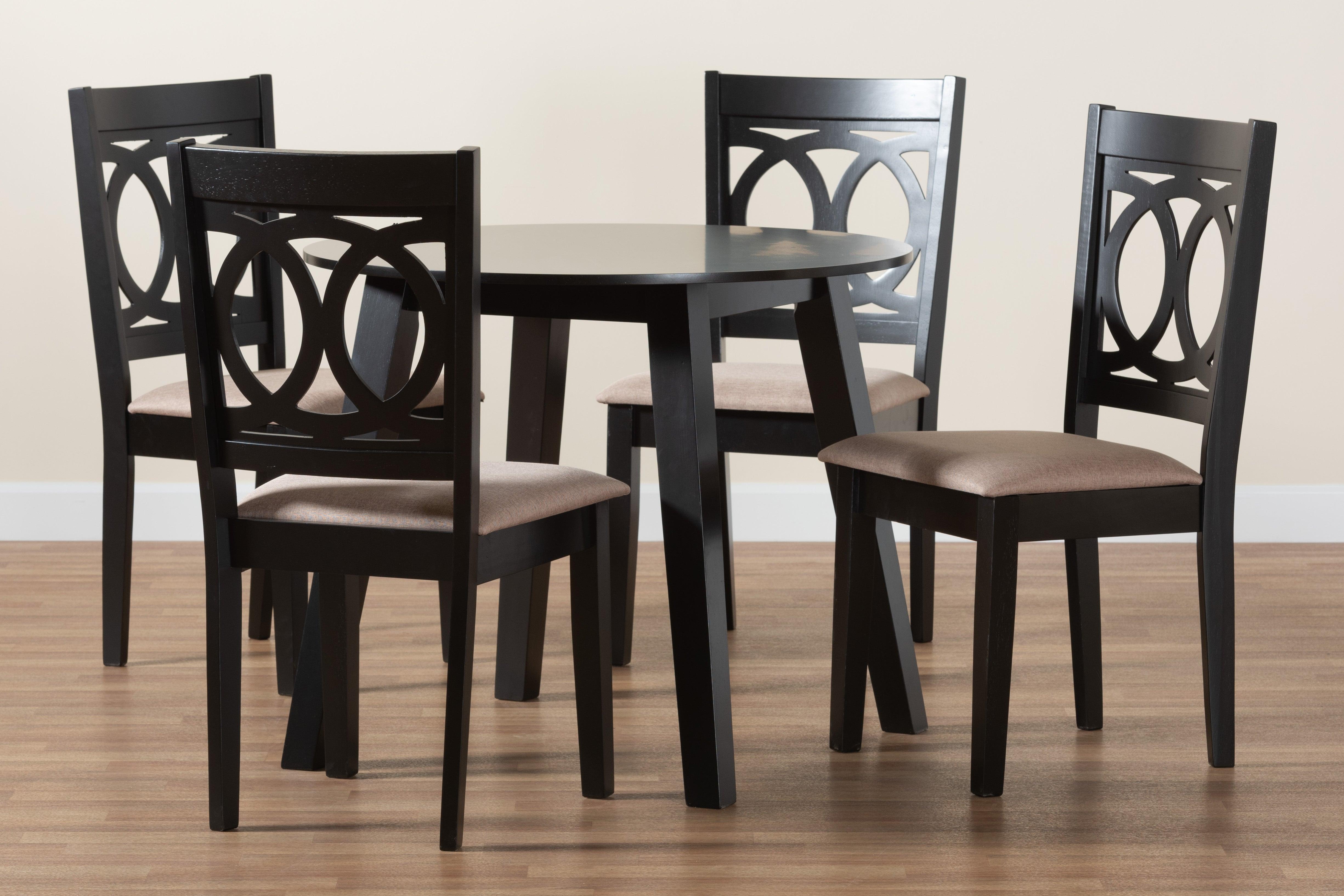 Louisa Modern Fabric and Finished Wood 5-Piece Dining Set