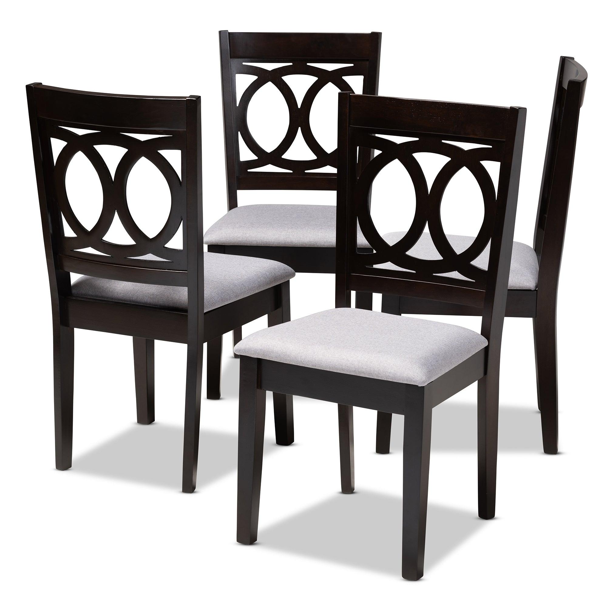 Lenoir Modern and Contemporary Fabric Upholstered Espresso Finished Wood Dining Chair Set of 4