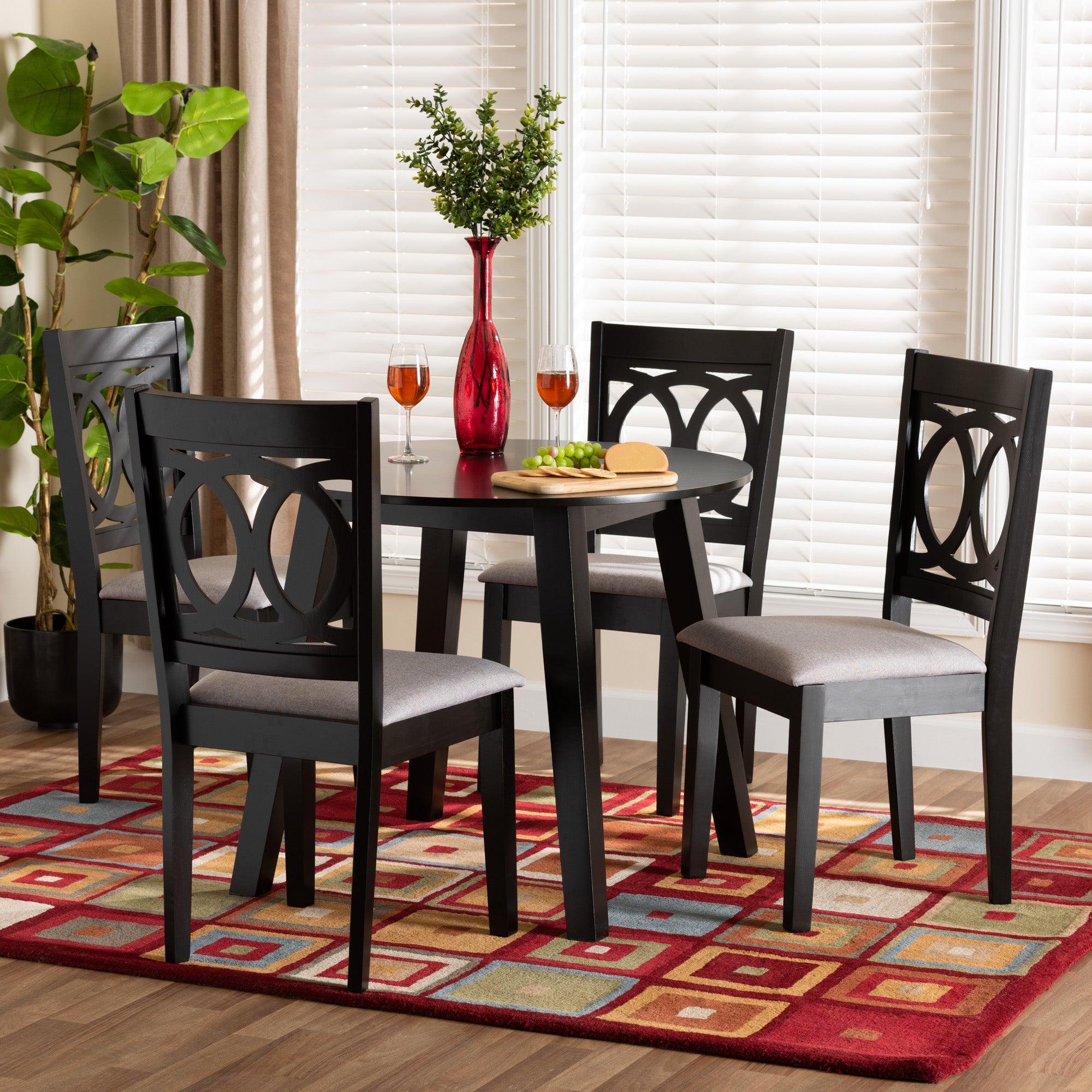 Louisa Modern Fabric and Finished Wood 5-Piece Dining Set