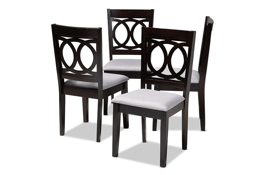 Lenoir Modern and Contemporary Fabric Upholstered Espresso Finished Wood Dining Chair Set of 4