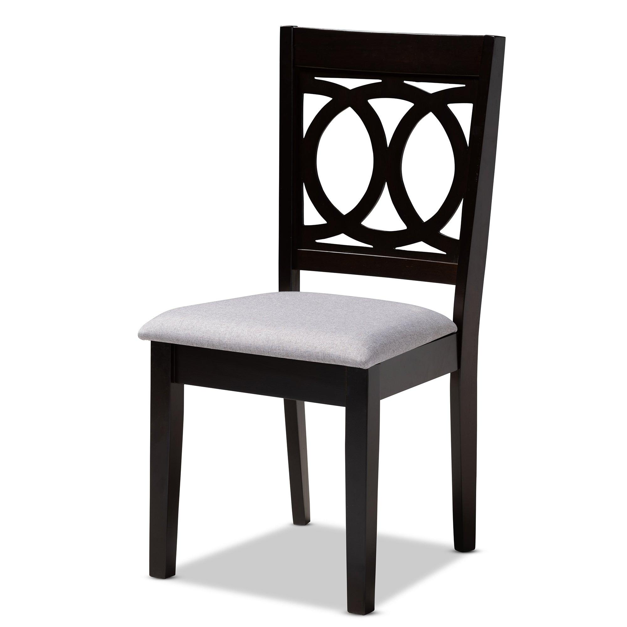 Lenoir Modern and Contemporary Fabric Upholstered Espresso Finished Wood Dining Chair Set of 4