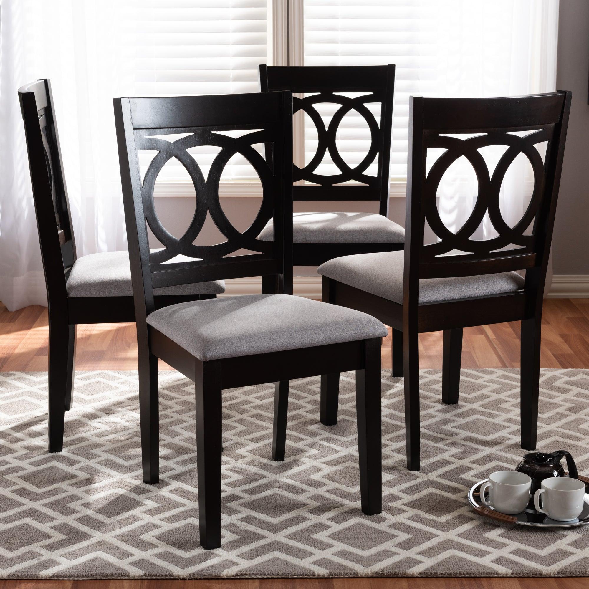 Lenoir Modern and Contemporary Fabric Upholstered Espresso Finished Wood Dining Chair Set of 4