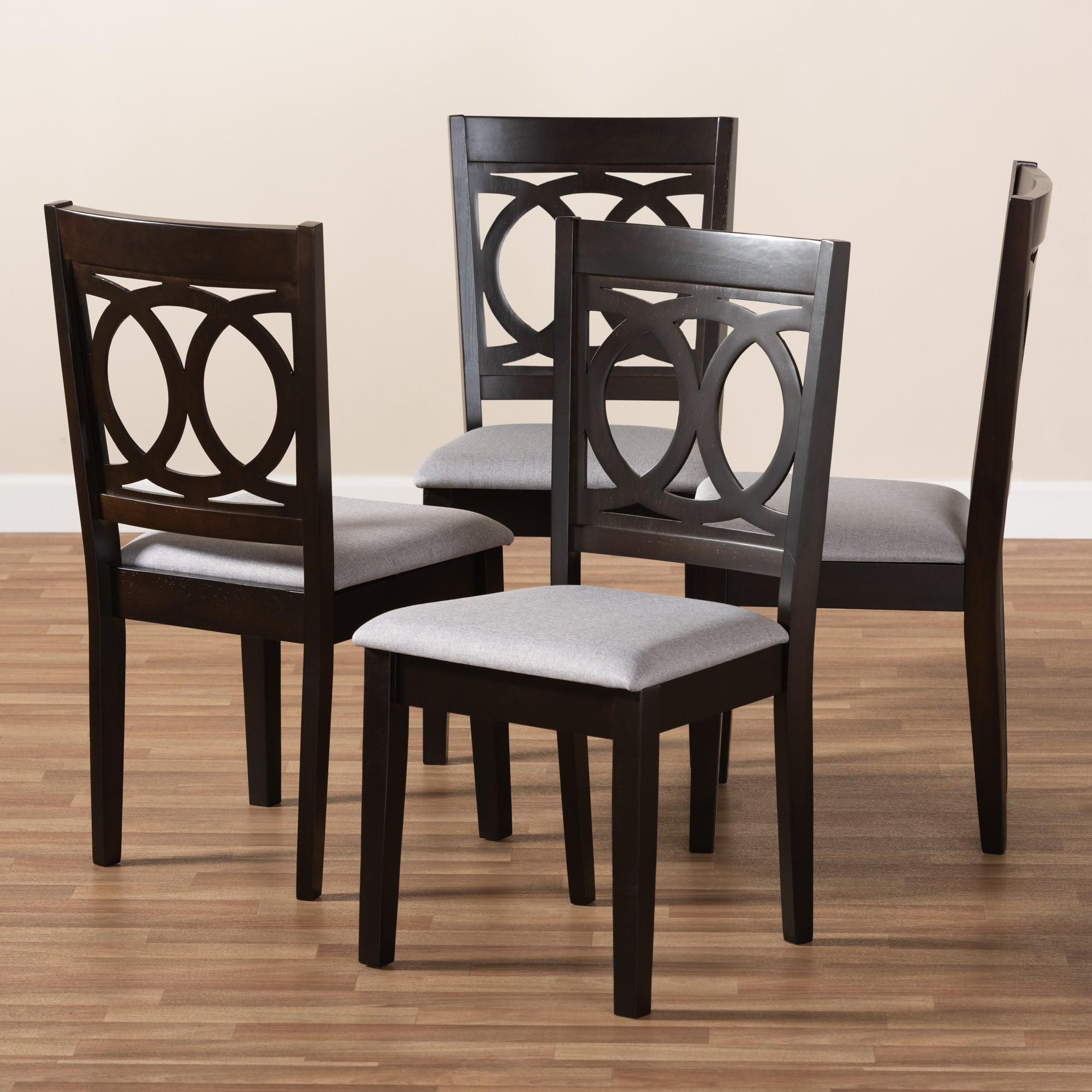 Lenoir Modern and Contemporary Fabric Upholstered Espresso Finished Wood Dining Chair Set of 4