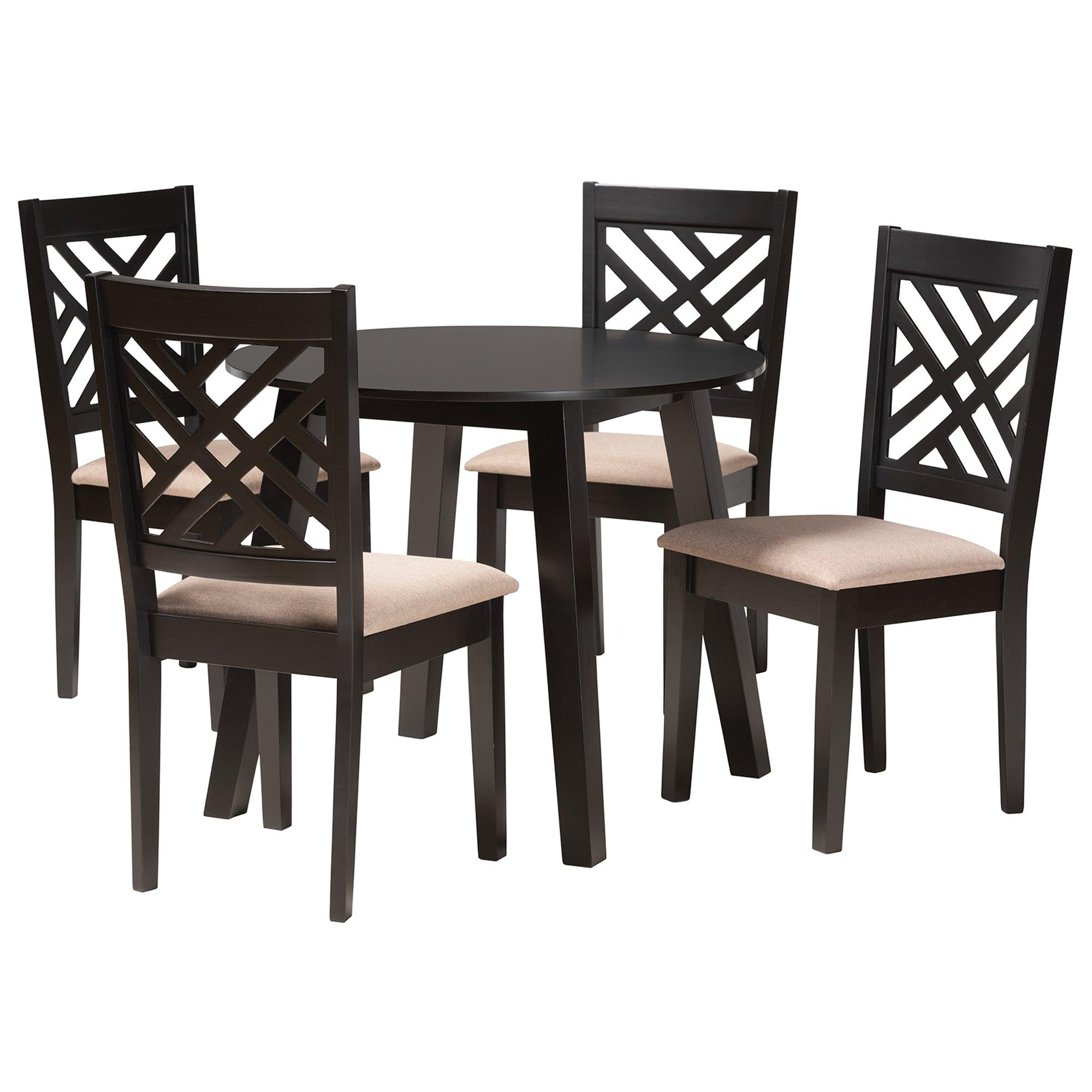 Ellie Modern Fabric and Finished Wood 5-Piece Dining Set