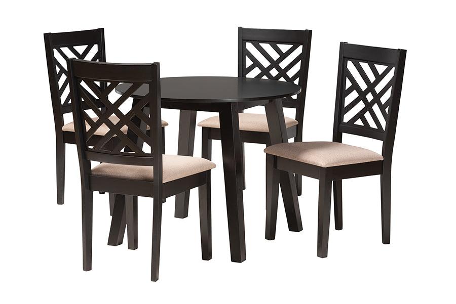 Ellie Modern Fabric and Finished Wood 5-Piece Dining Set