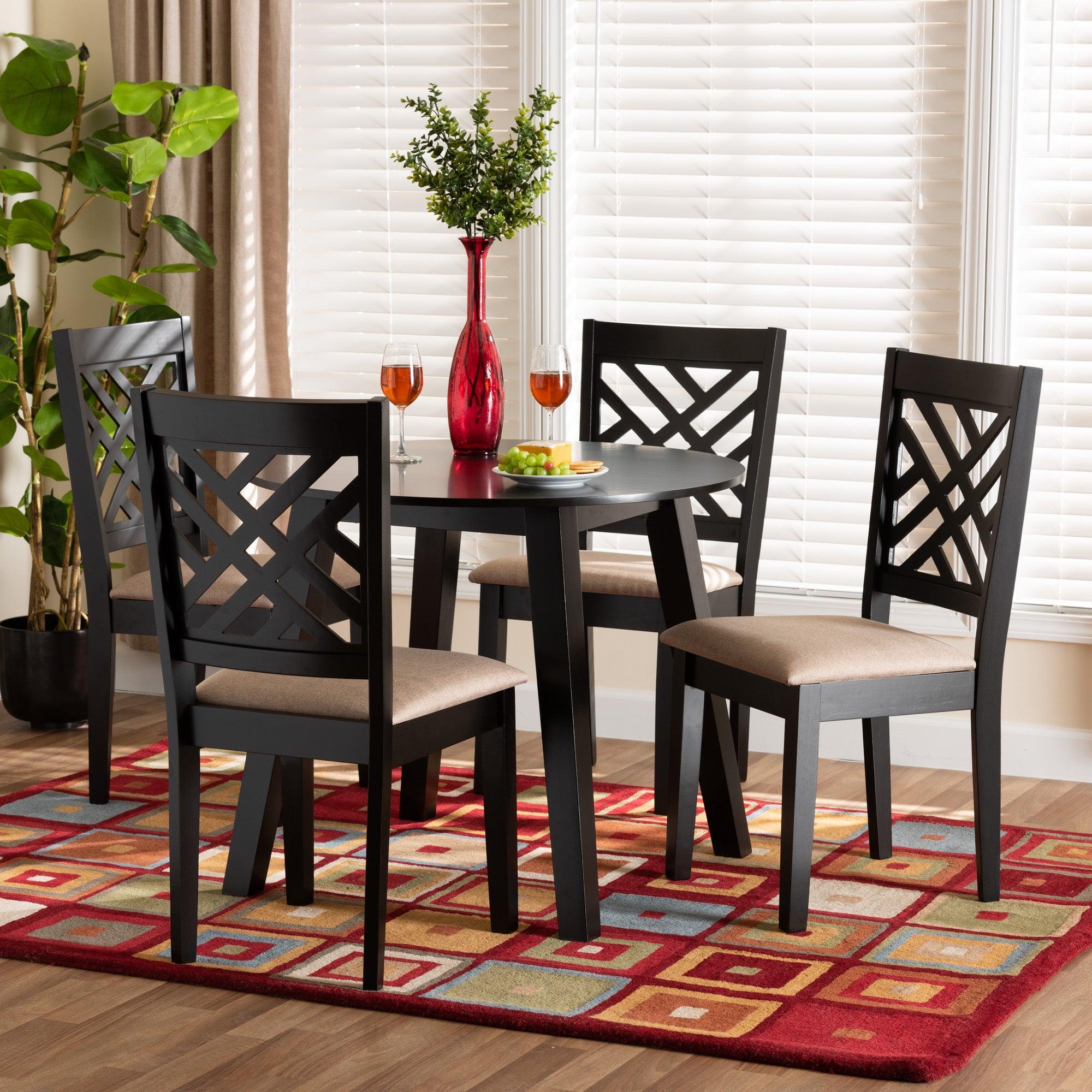 Ellie Modern Fabric and Finished Wood 5-Piece Dining Set