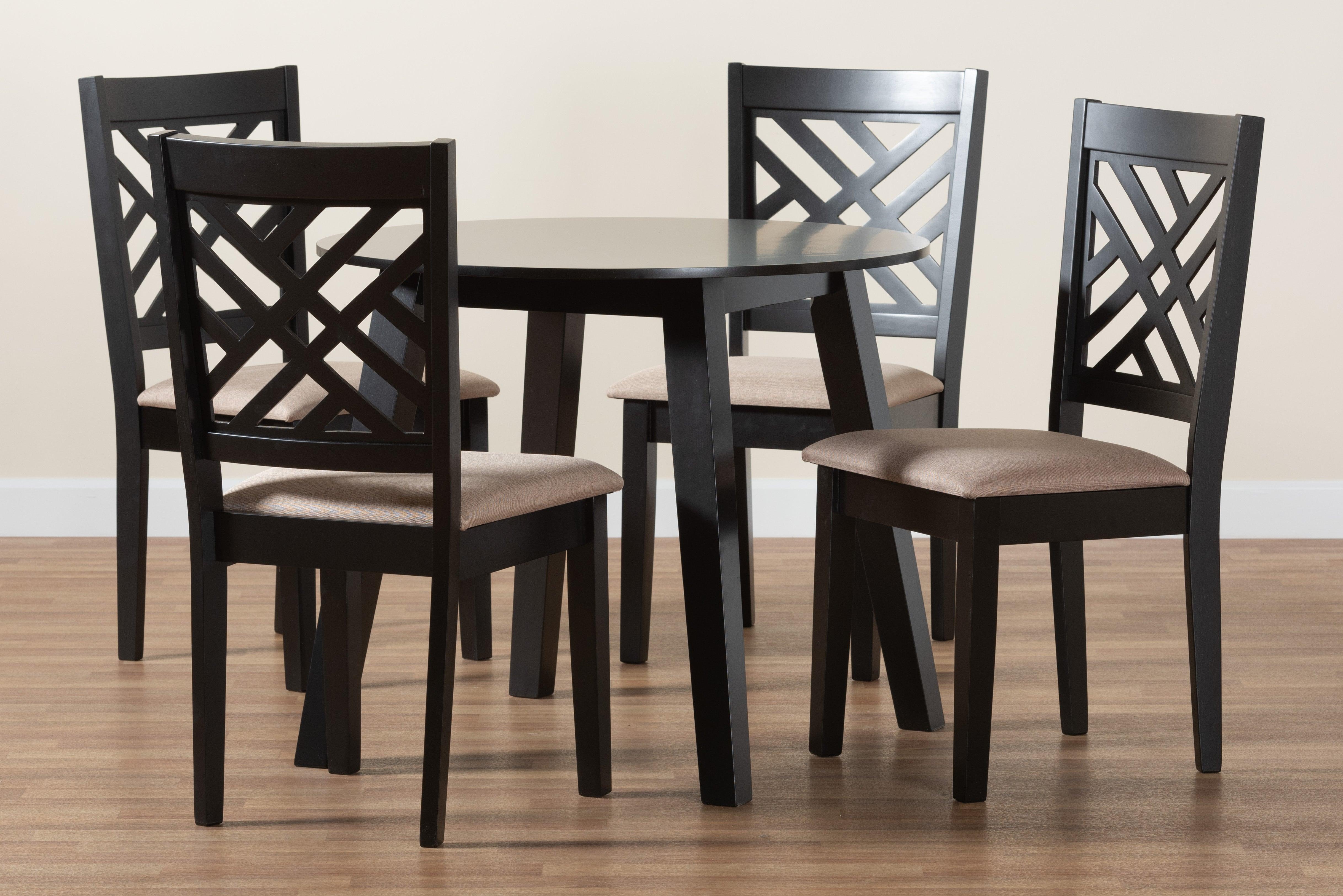 Ellie Modern Fabric and Finished Wood 5-Piece Dining Set