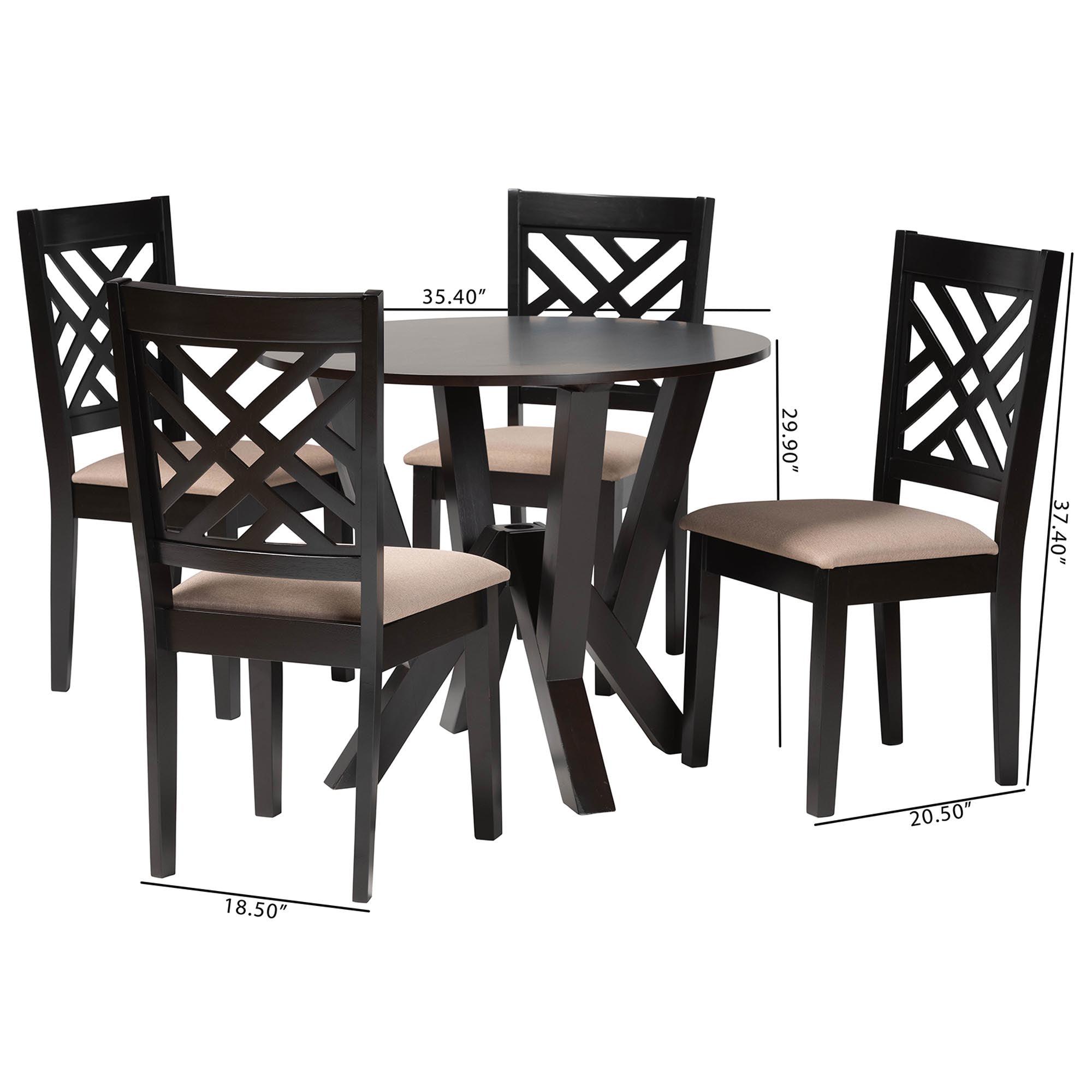 Elise Modern Sand Fabric and Finished Wood 5-Piece Dining Set