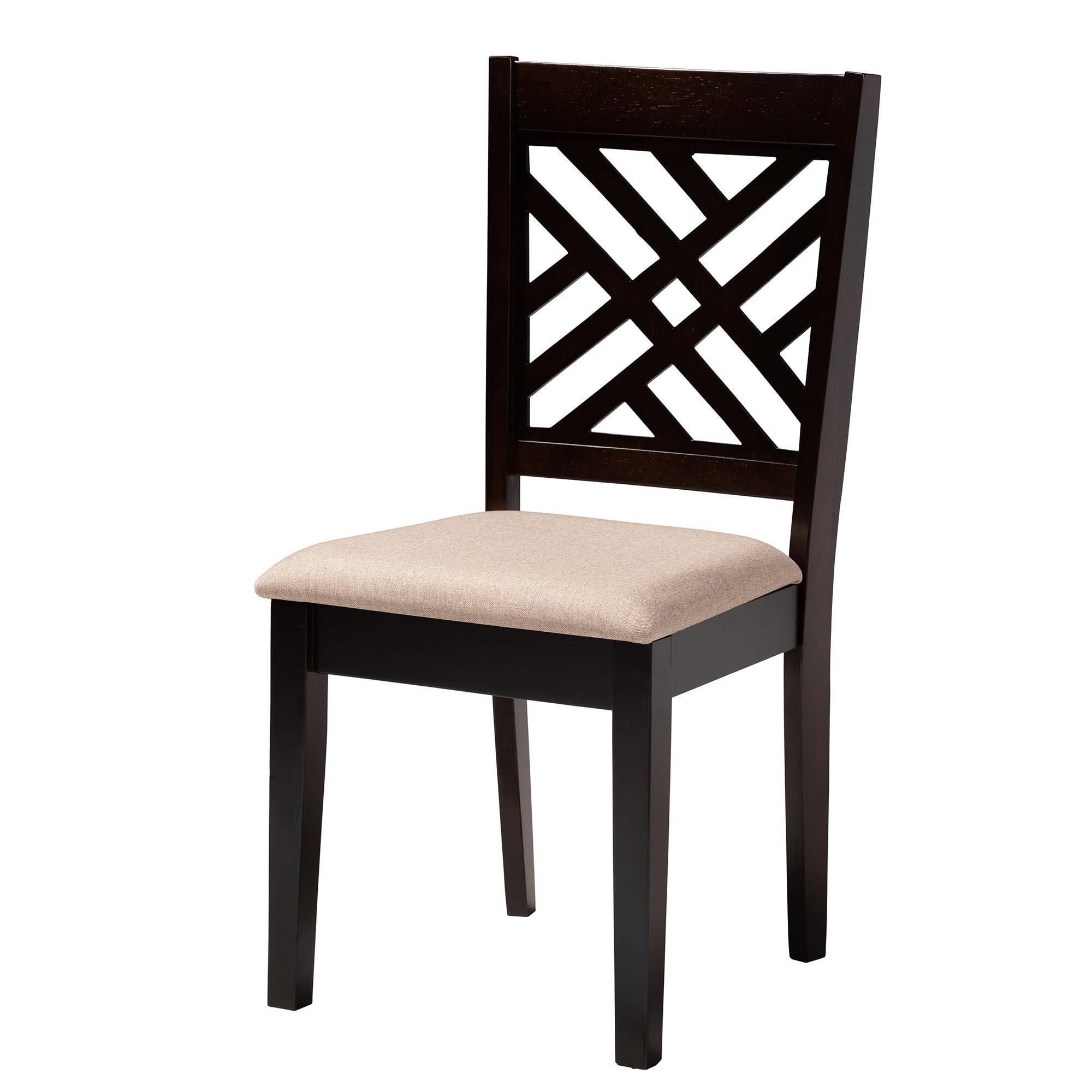 Elise Modern Sand Fabric and Finished Wood 5-Piece Dining Set