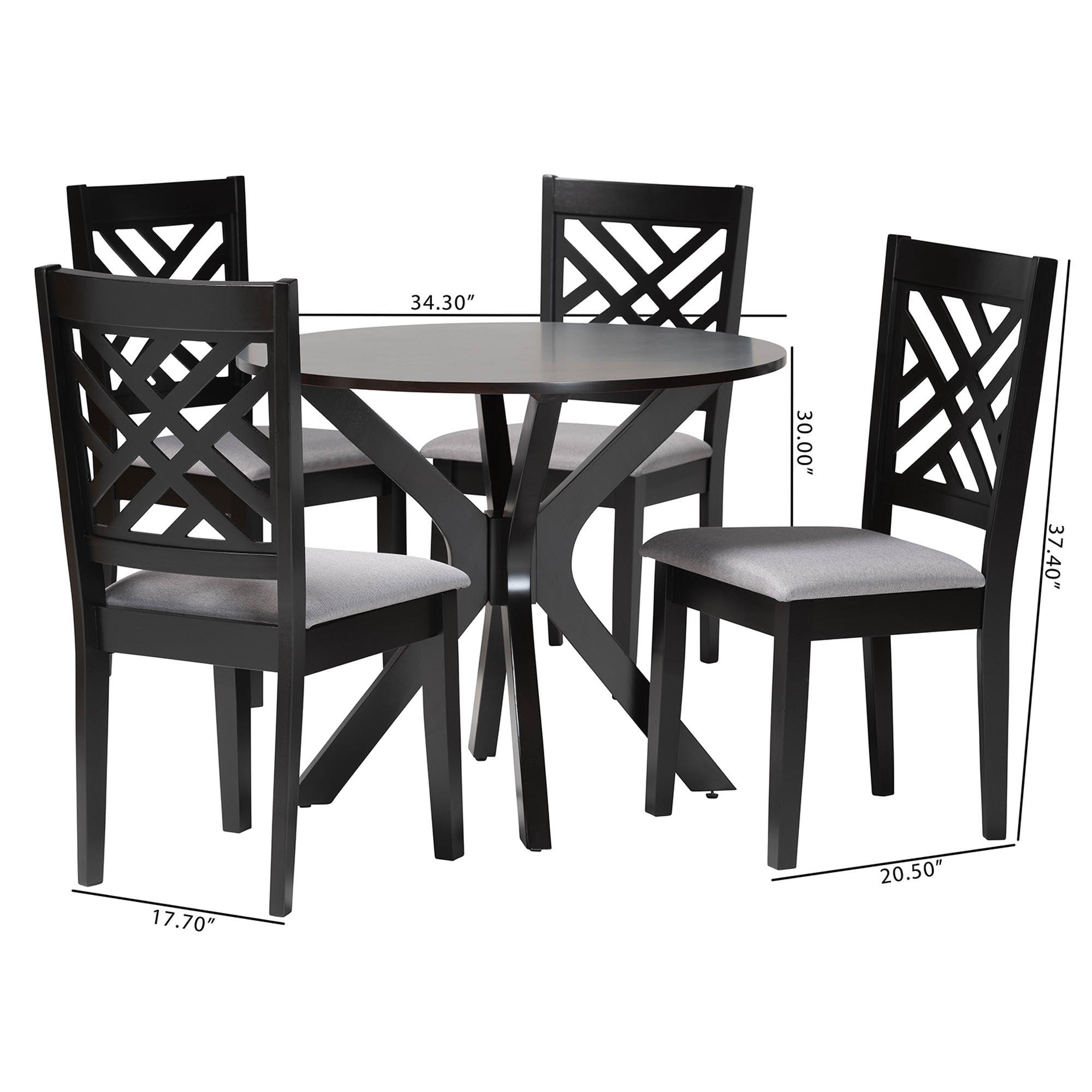 Norah Modern Fabric and Finished Wood 5-Piece Dining Set