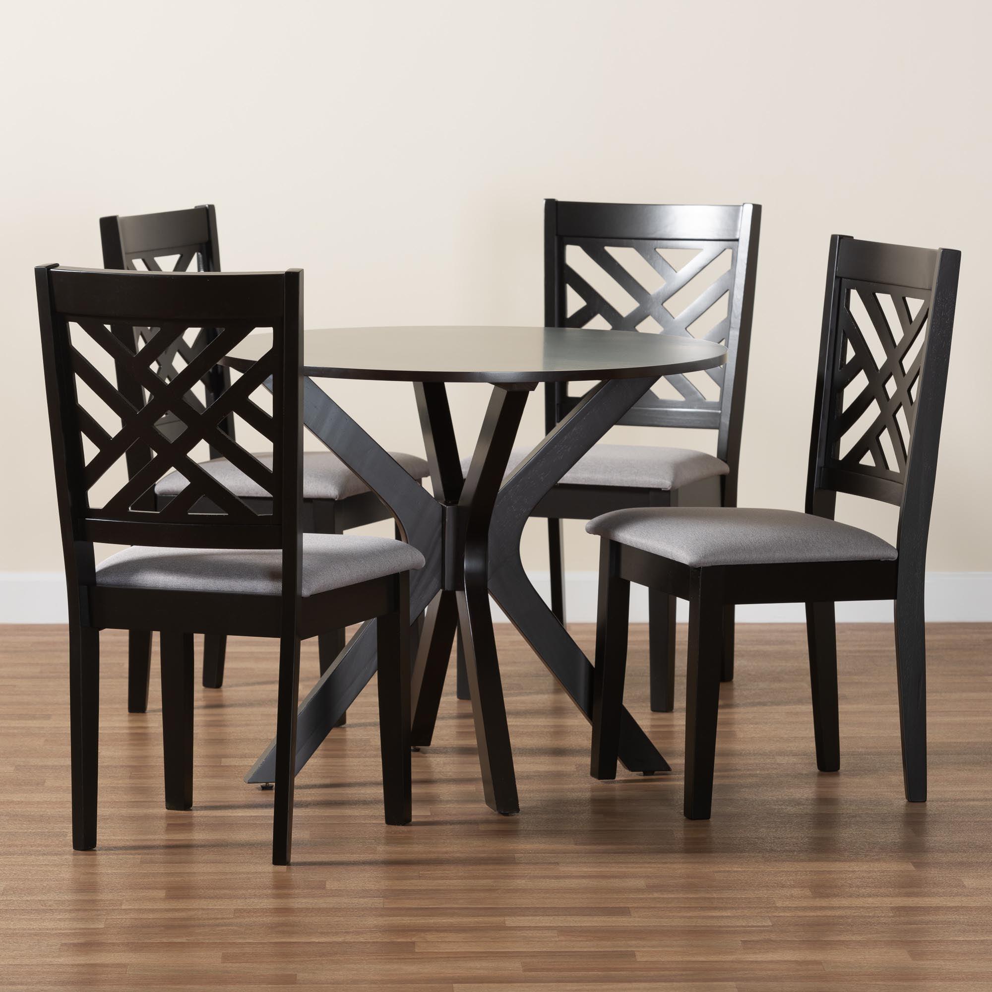 Norah Modern Fabric and Finished Wood 5-Piece Dining Set