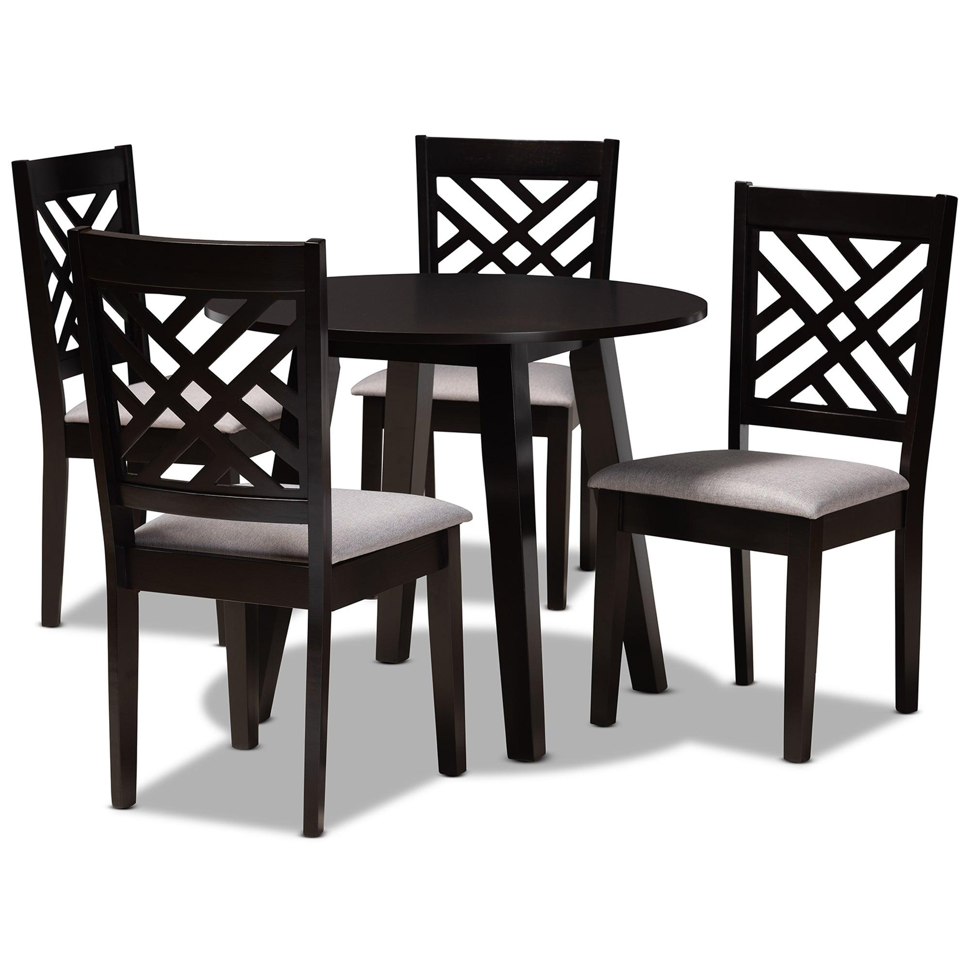 Lilly Modern and Contemporary Fabric Upholstered and Finished Wood 5-Piece Dining Set