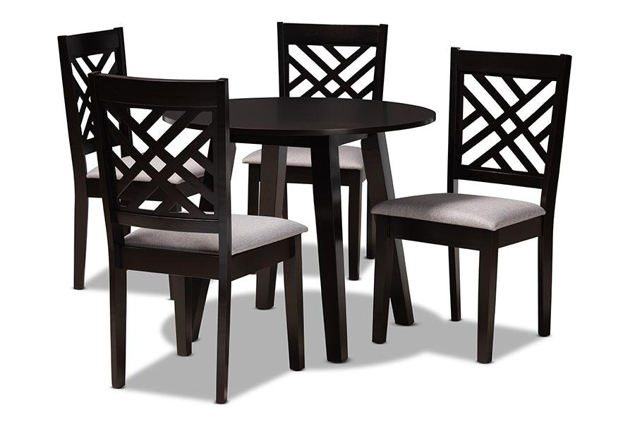 Lilly Modern and Contemporary Fabric Upholstered and Finished Wood 5-Piece Dining Set