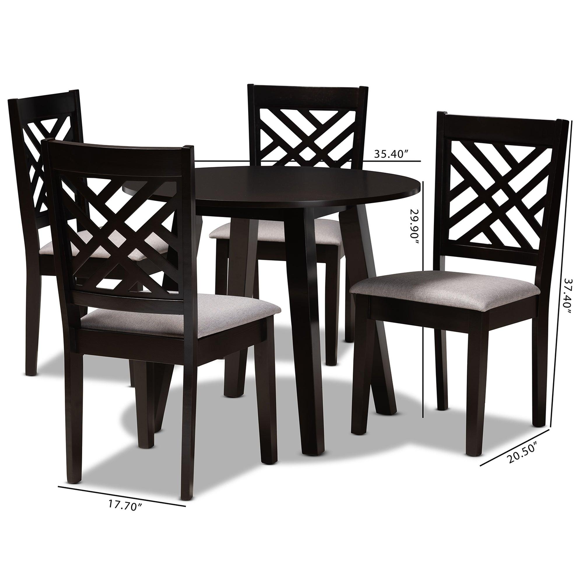 Lilly Modern and Contemporary Fabric Upholstered and Finished Wood 5-Piece Dining Set