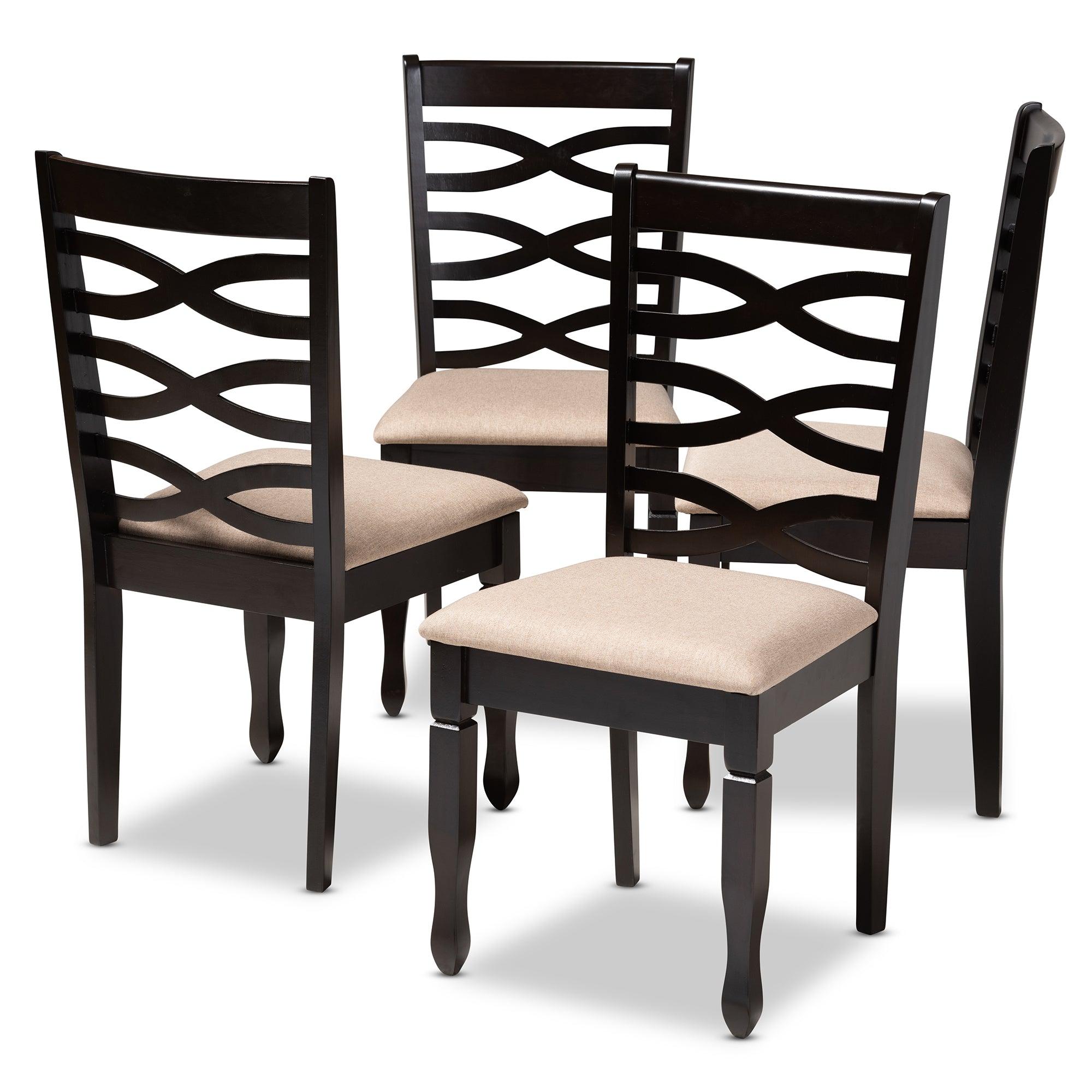 Lanier Modern and Contemporary Sand Fabric Upholstered Espresso Finished Wood Dining Chair Set of 4