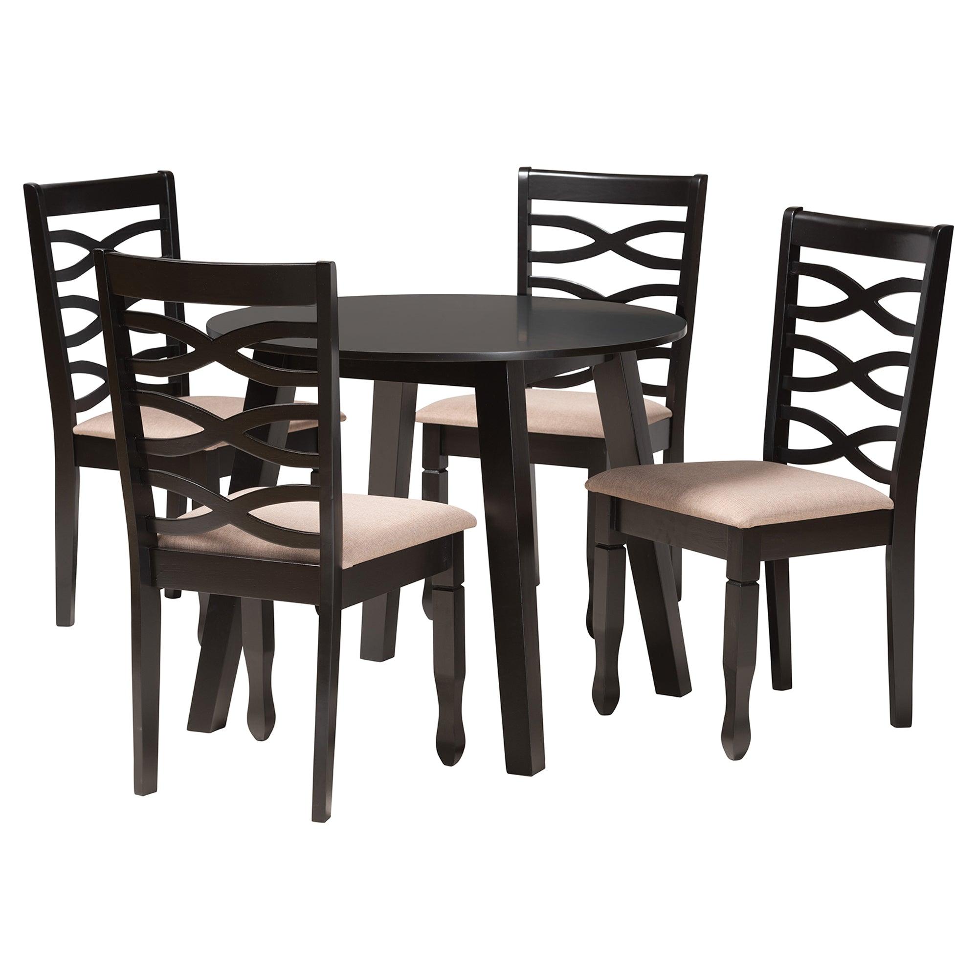 Ruby Modern Fabric and Finished Wood 5-Piece Dining Set