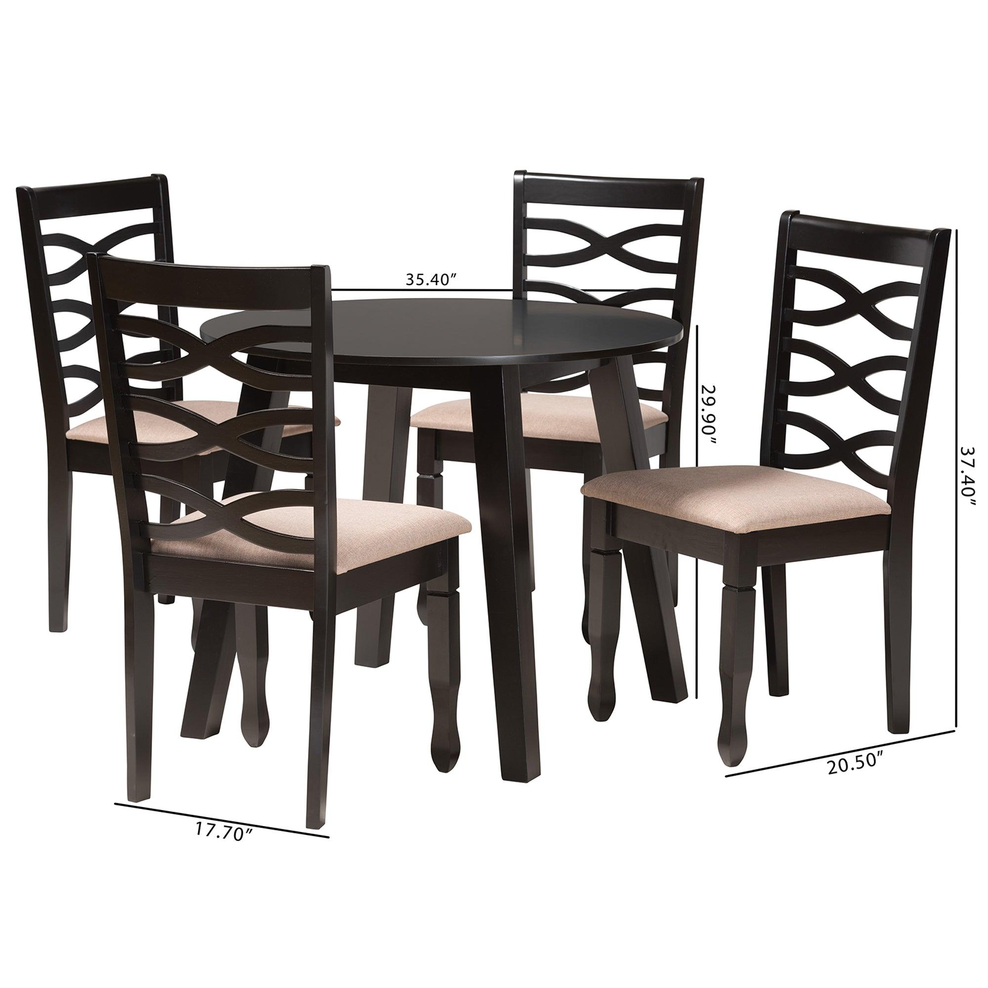 Ruby Modern Fabric and Finished Wood 5-Piece Dining Set