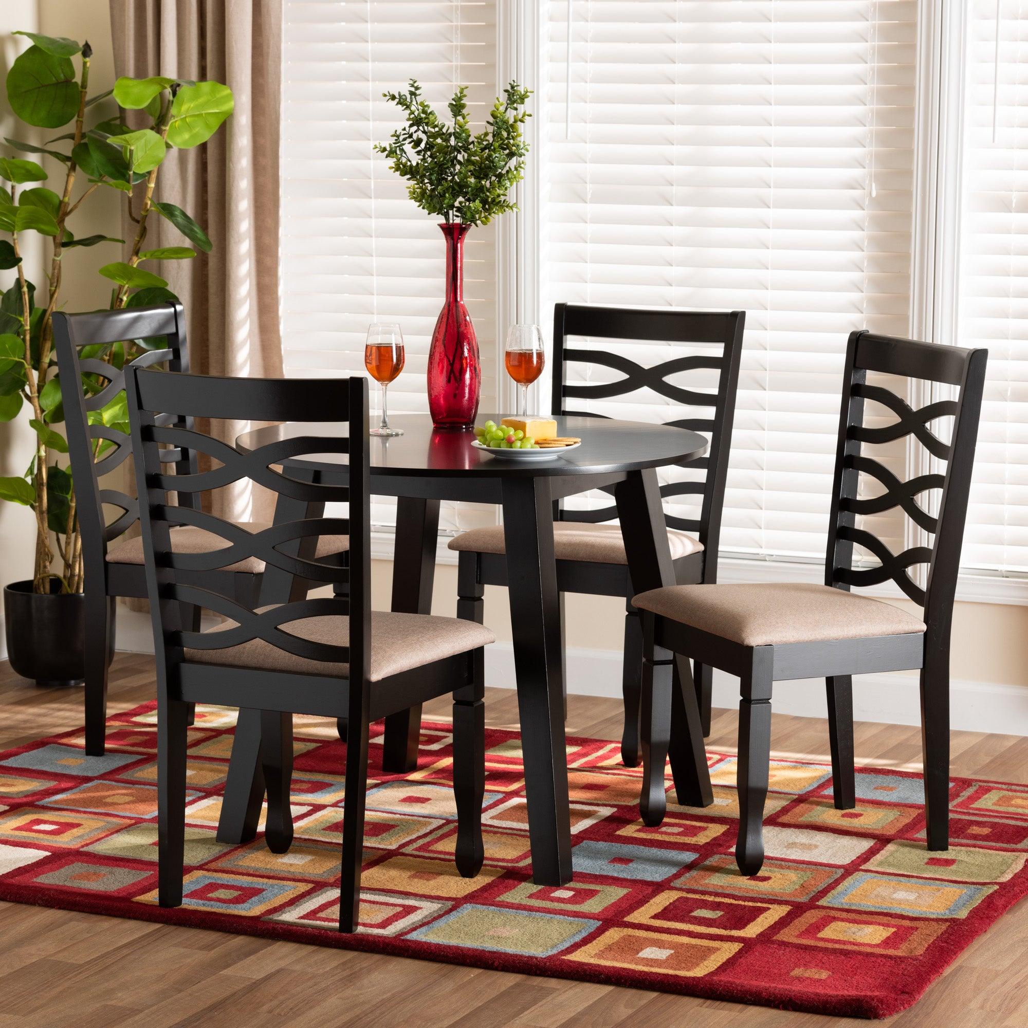 Ruby Modern Fabric and Finished Wood 5-Piece Dining Set