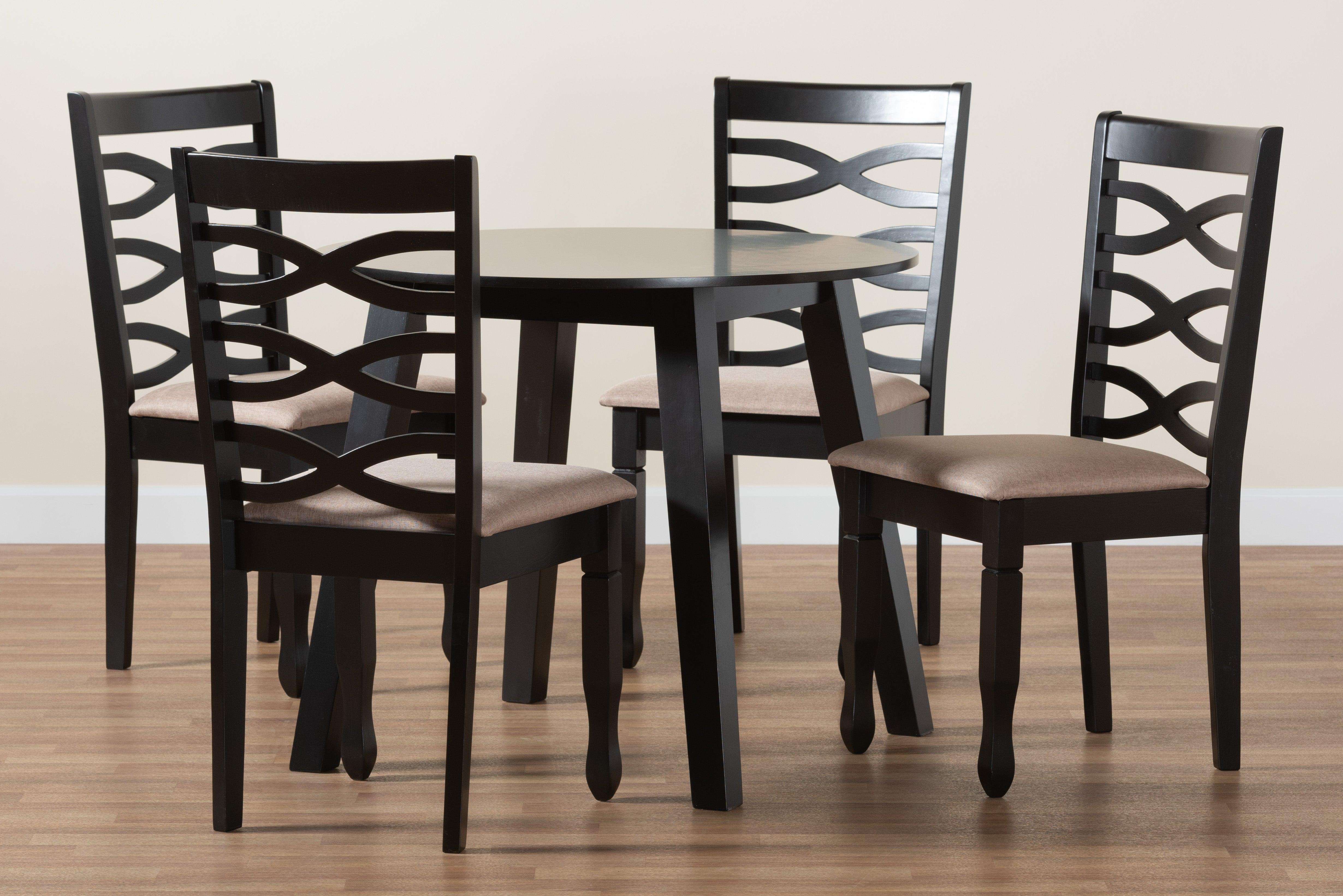 Ruby Modern Fabric and Finished Wood 5-Piece Dining Set