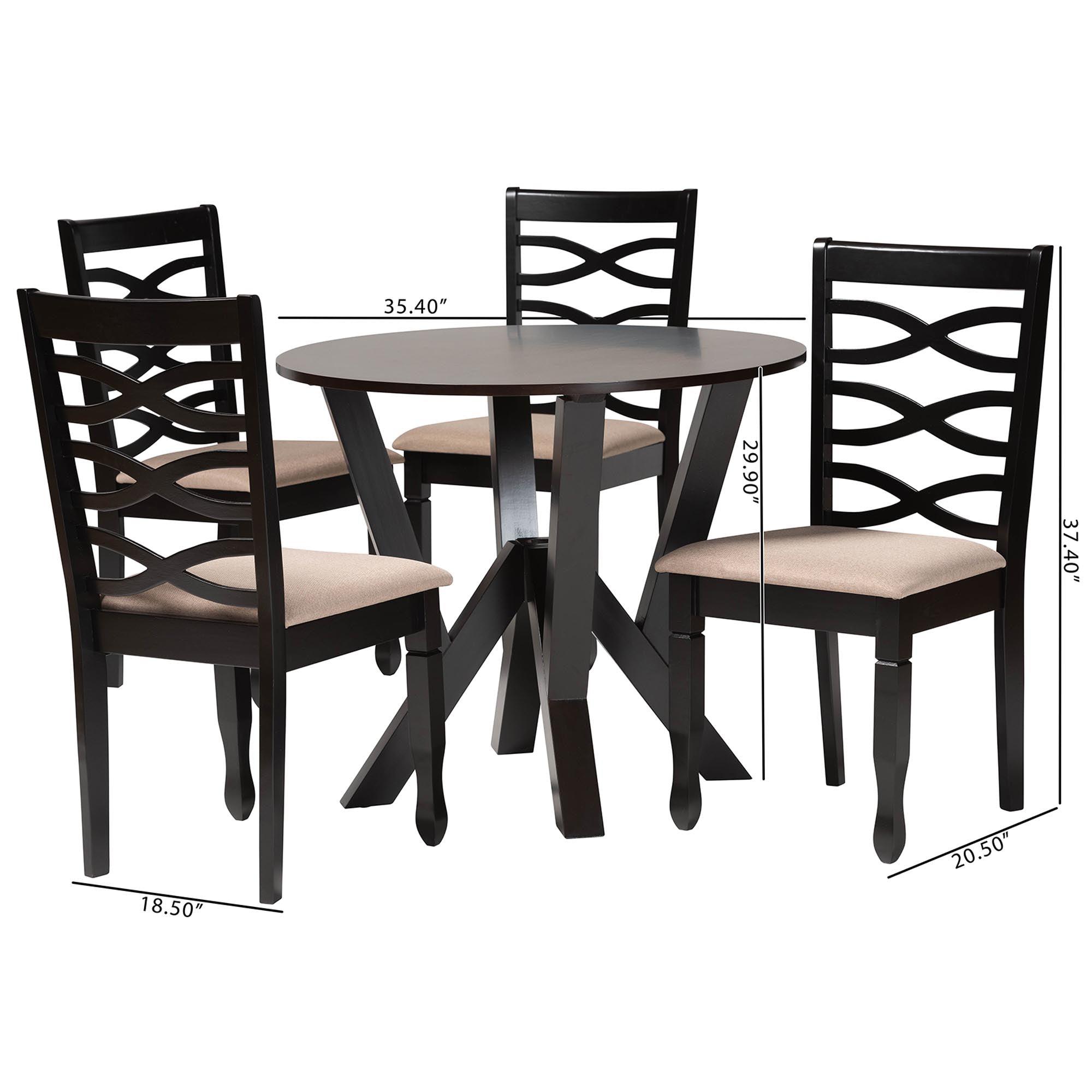 Ariane Modern Sand Fabric and Finished Wood 5-Piece Dining Set