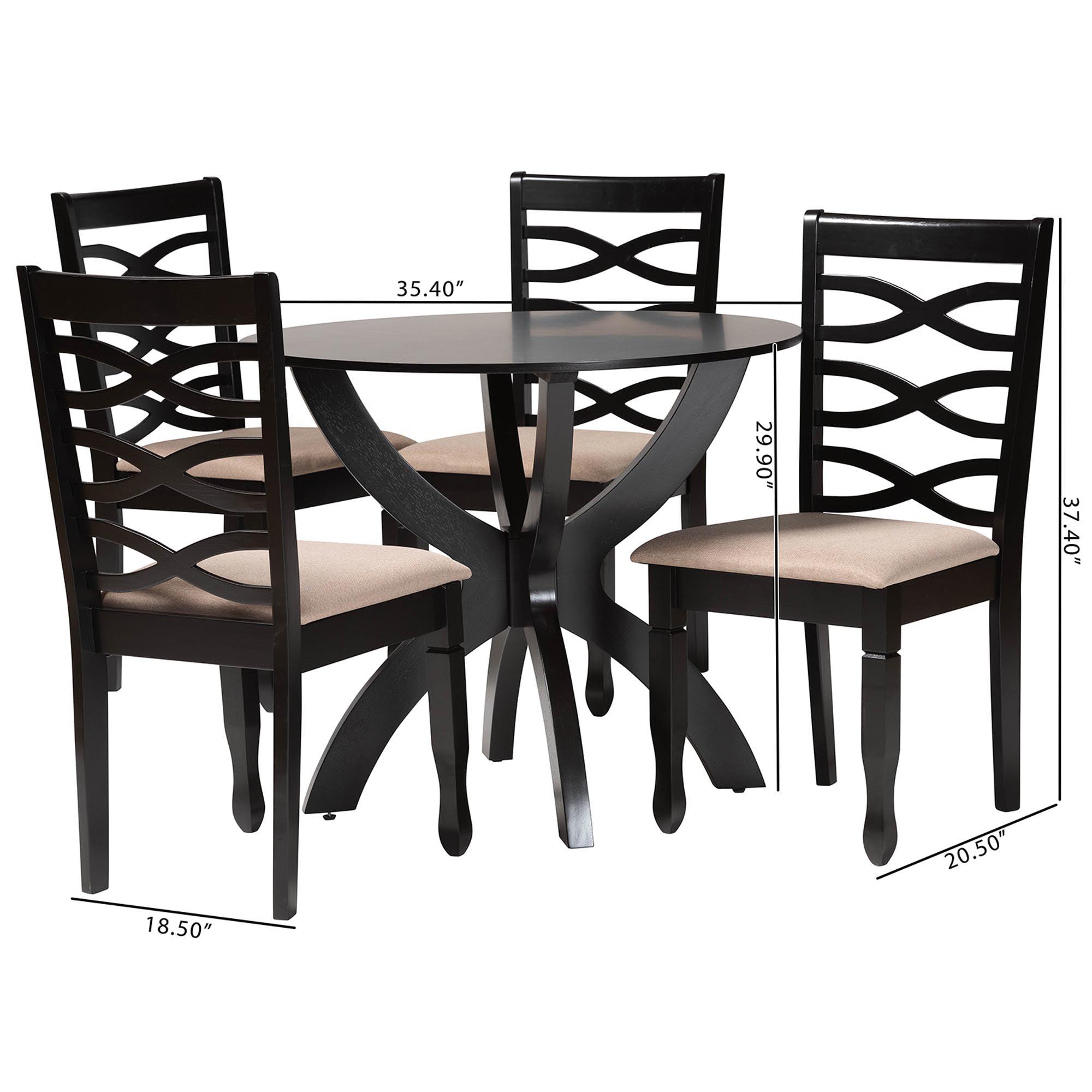 Aspen Modern Sand Fabric and Finished Wood 5-Piece Dining Set