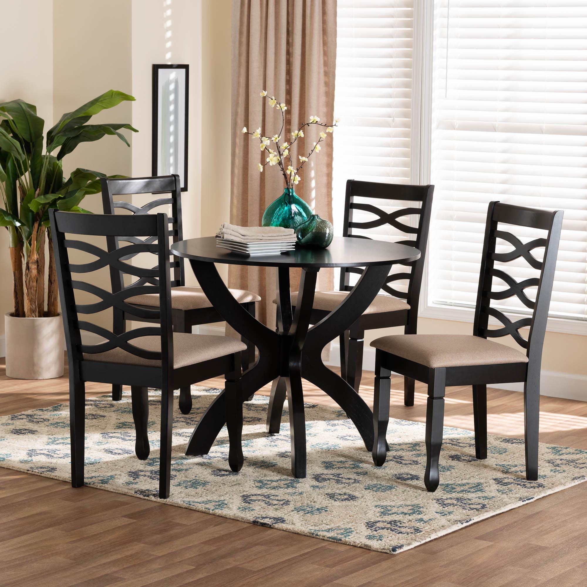 Aspen Modern Sand Fabric and Finished Wood 5-Piece Dining Set