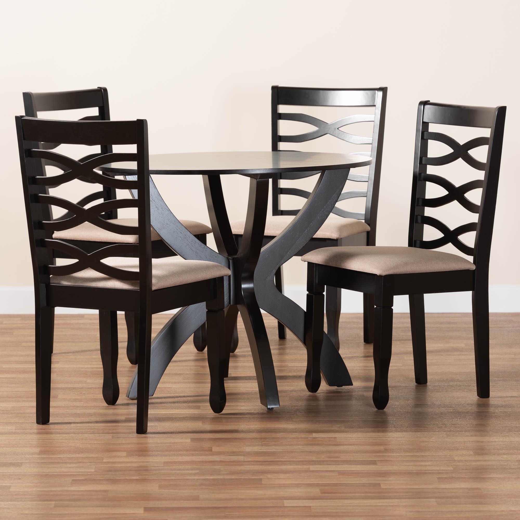 Aspen Modern Sand Fabric and Finished Wood 5-Piece Dining Set