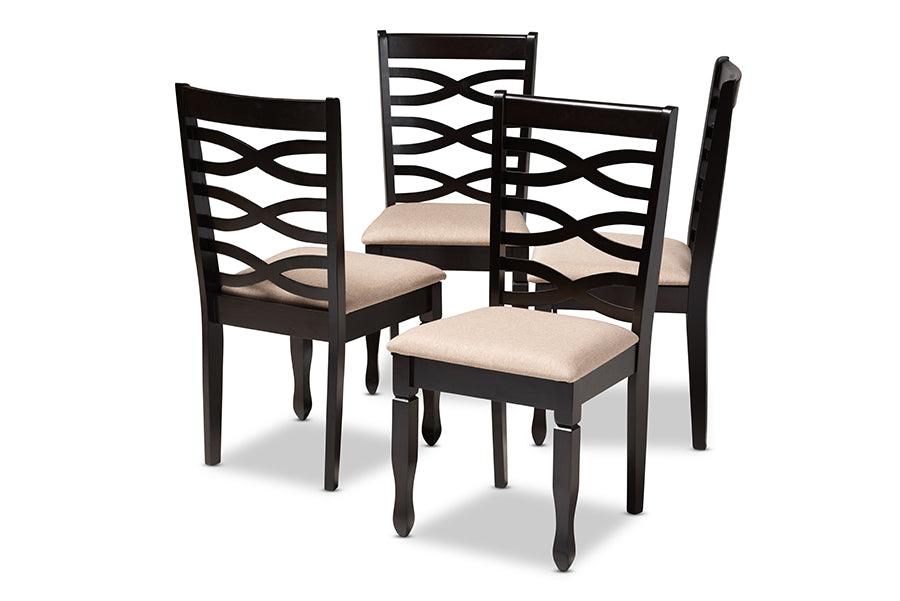 Lanier Modern and Contemporary Sand Fabric Upholstered Espresso Finished Wood Dining Chair Set of 4