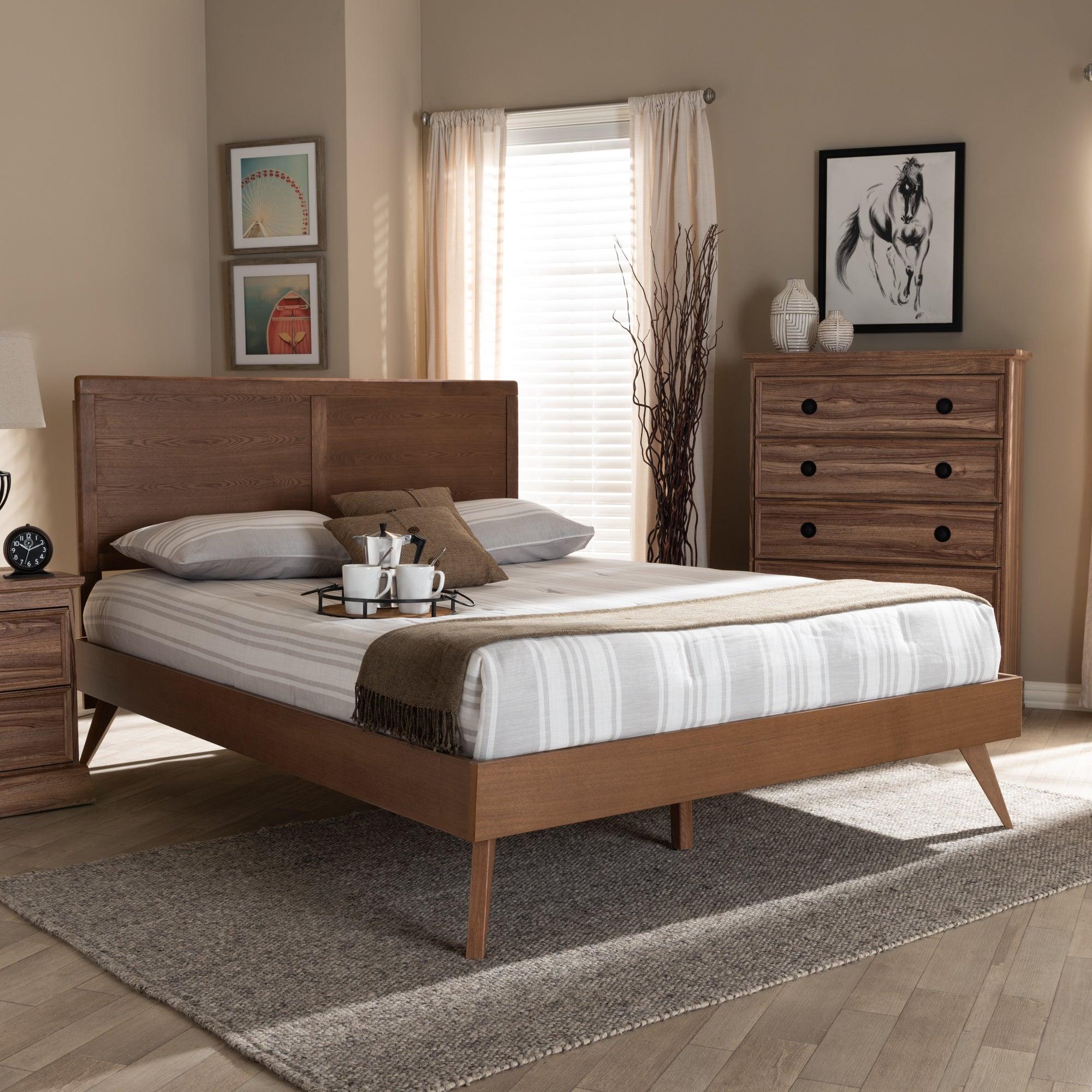 Zenon Mid-Century Modern Finished Wood Platform Bed