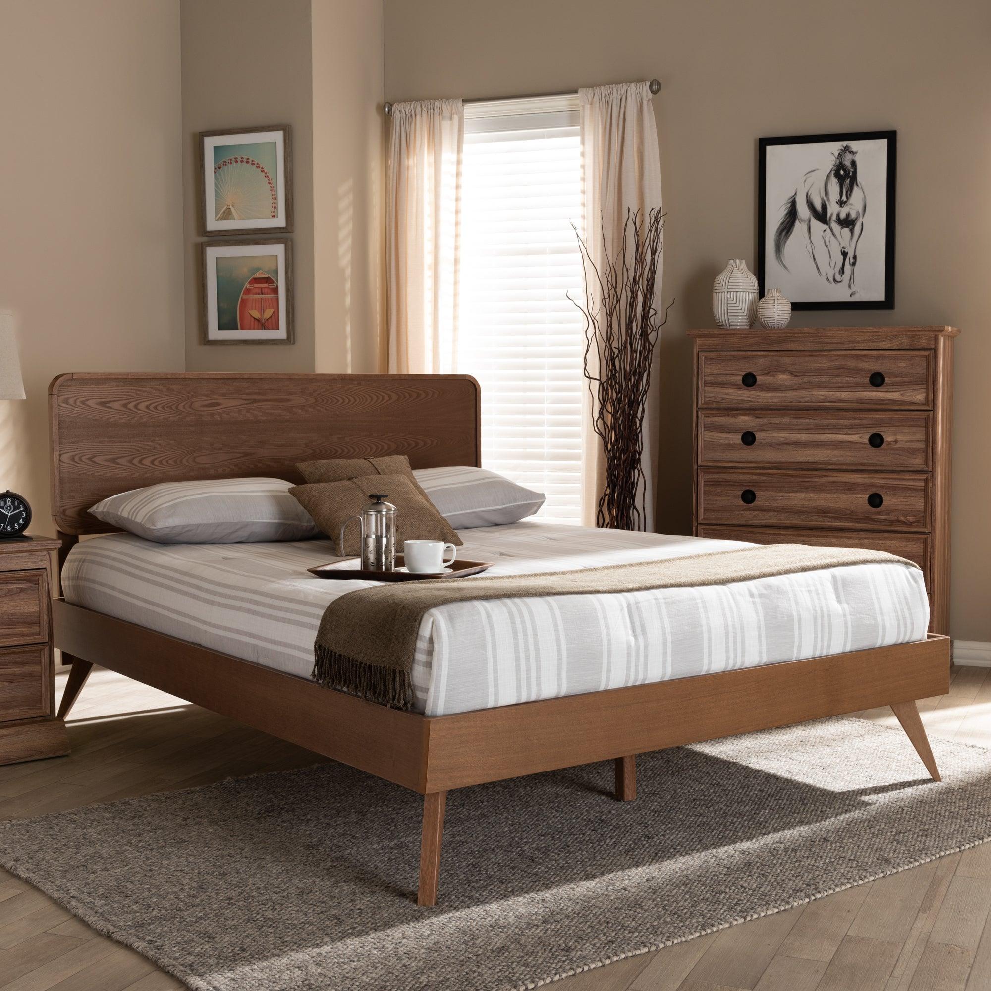 Demeter Mid-Century Modern Finished Wood Platform Bed