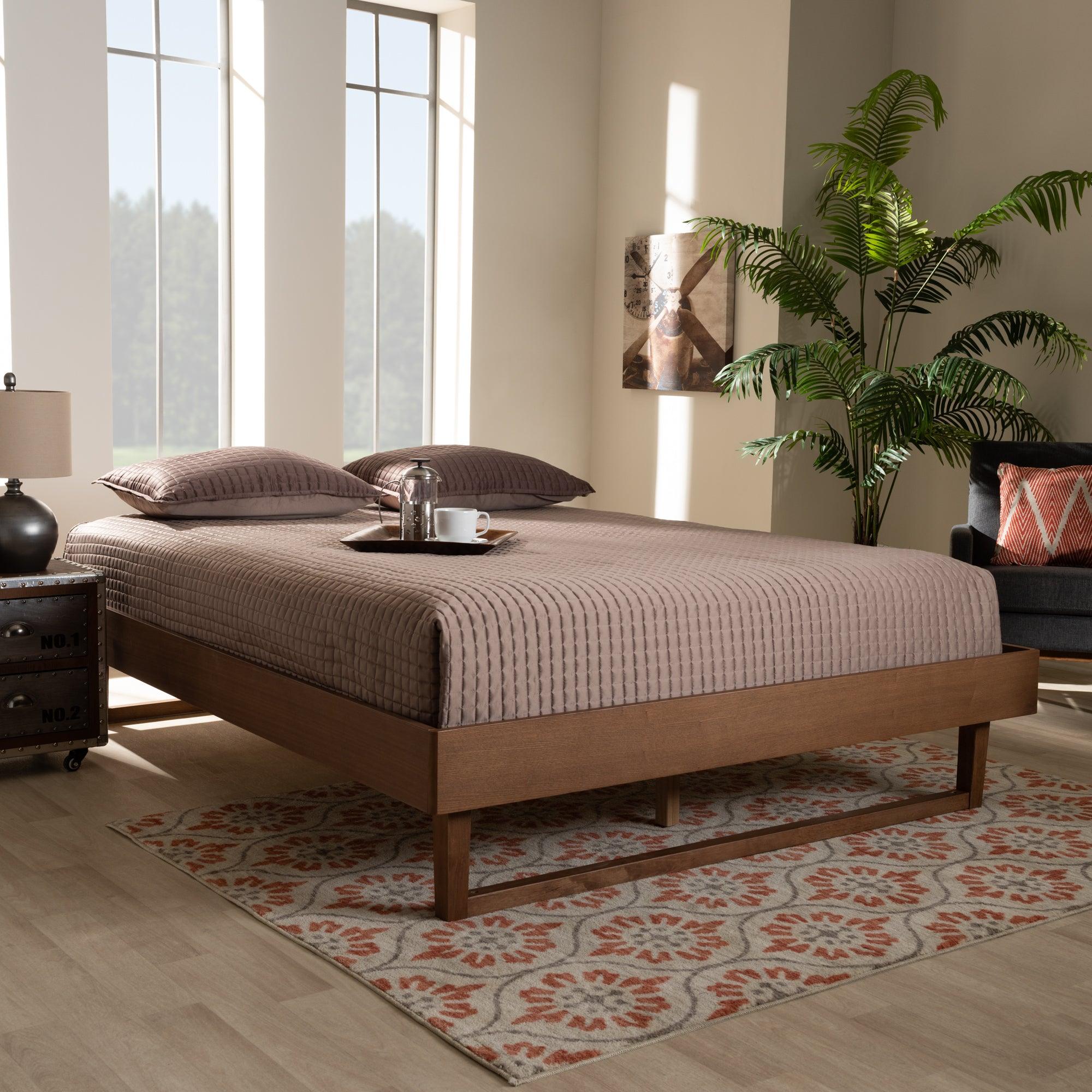 Liliya Mid-Century Modern Finished Wood Platform Bed Frame