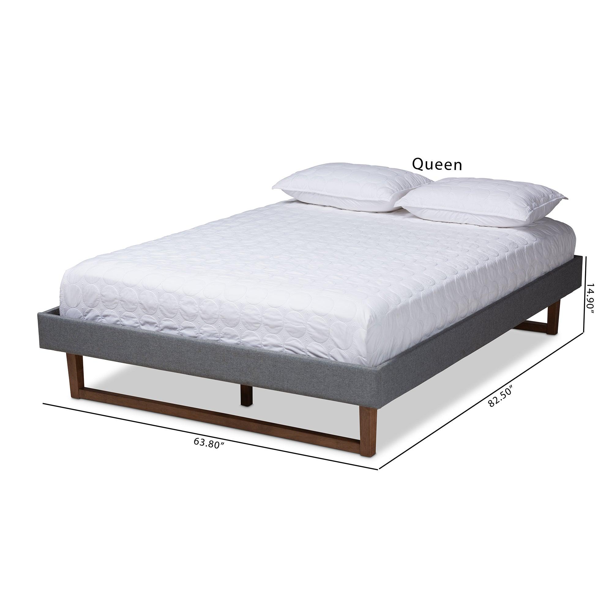 Liliya Mid-Century Modern Dark Fabric Upholstered Finished Wood Platform Bed Frame