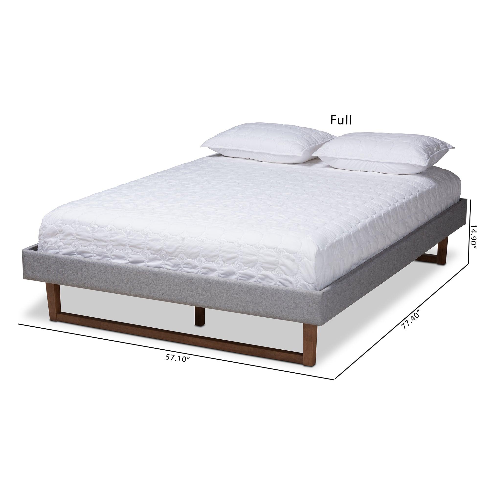 Liliya Mid-Century Modern Light Fabric Upholstered Finished Wood Platform Bed Frame