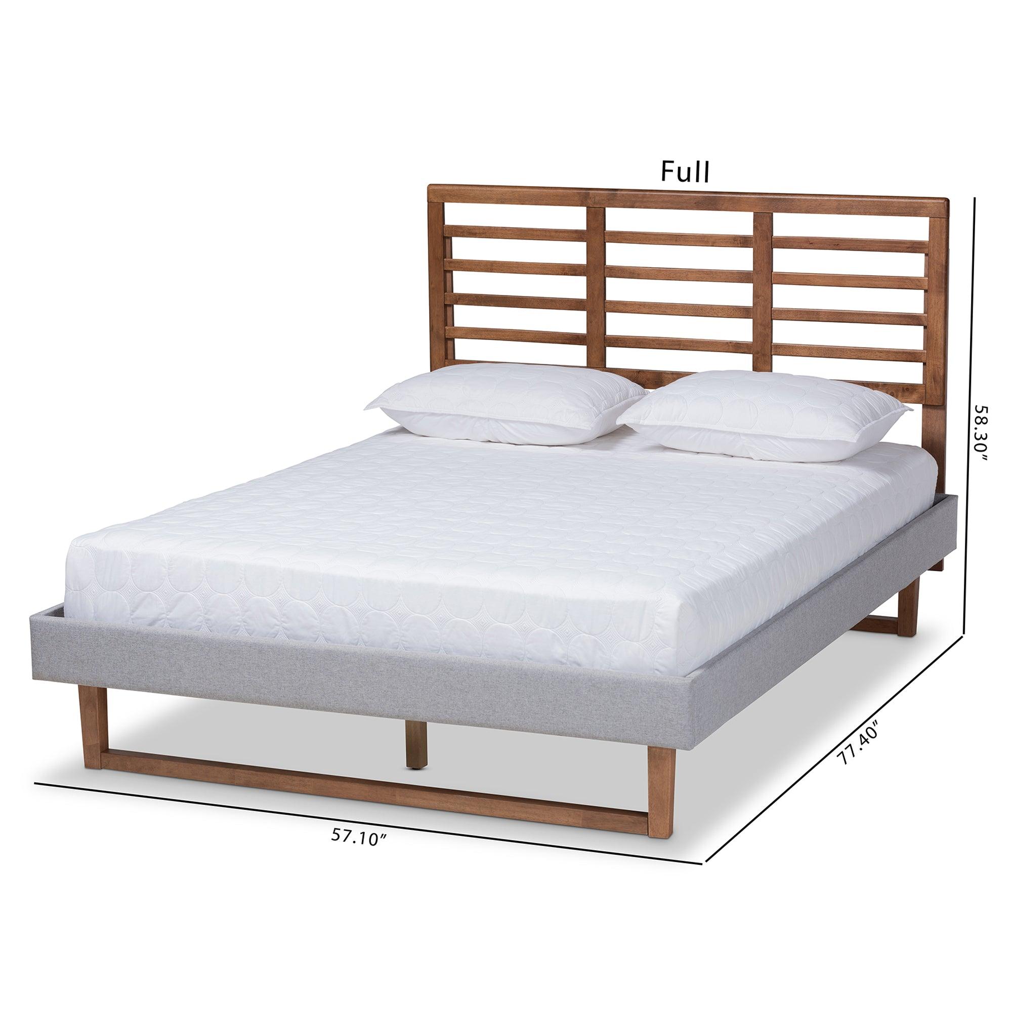 Luciana Modern and Contemporary Light Fabric Upholstered and Ash Finished Wood Platform Bed