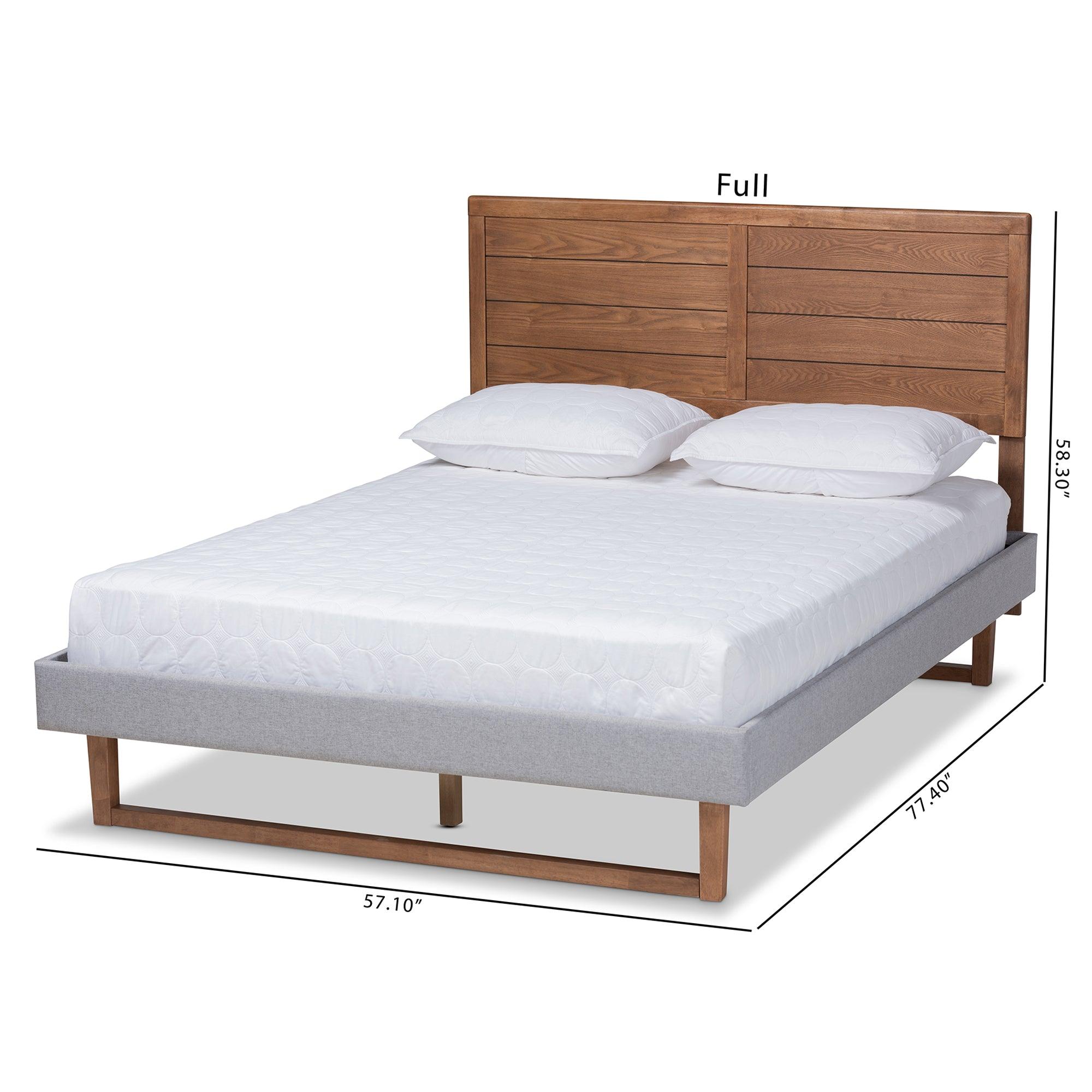 Claudia Rustic Modern Light Fabric Upholstered and Finished Wood Platform Bed