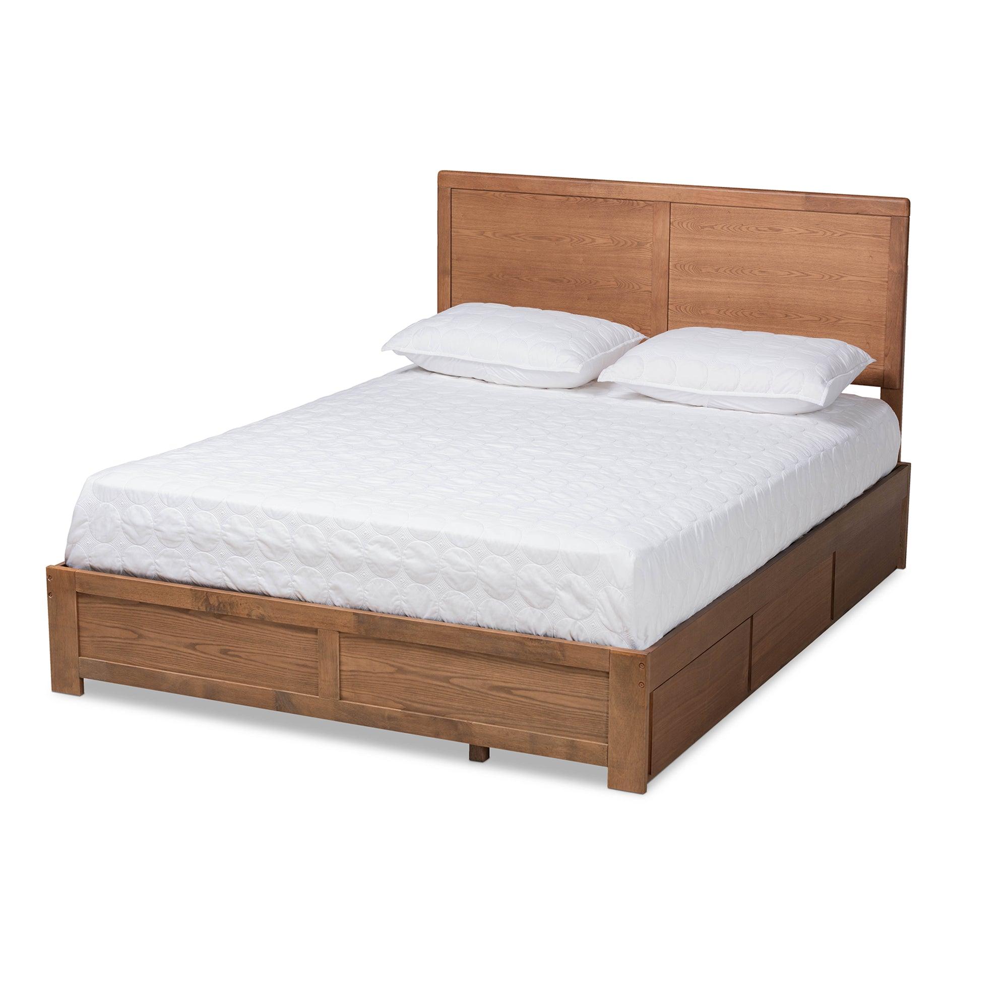 Aras Modern and Contemporary Transitional Ash Finished Wood 3-Drawer Platform Storage Bed