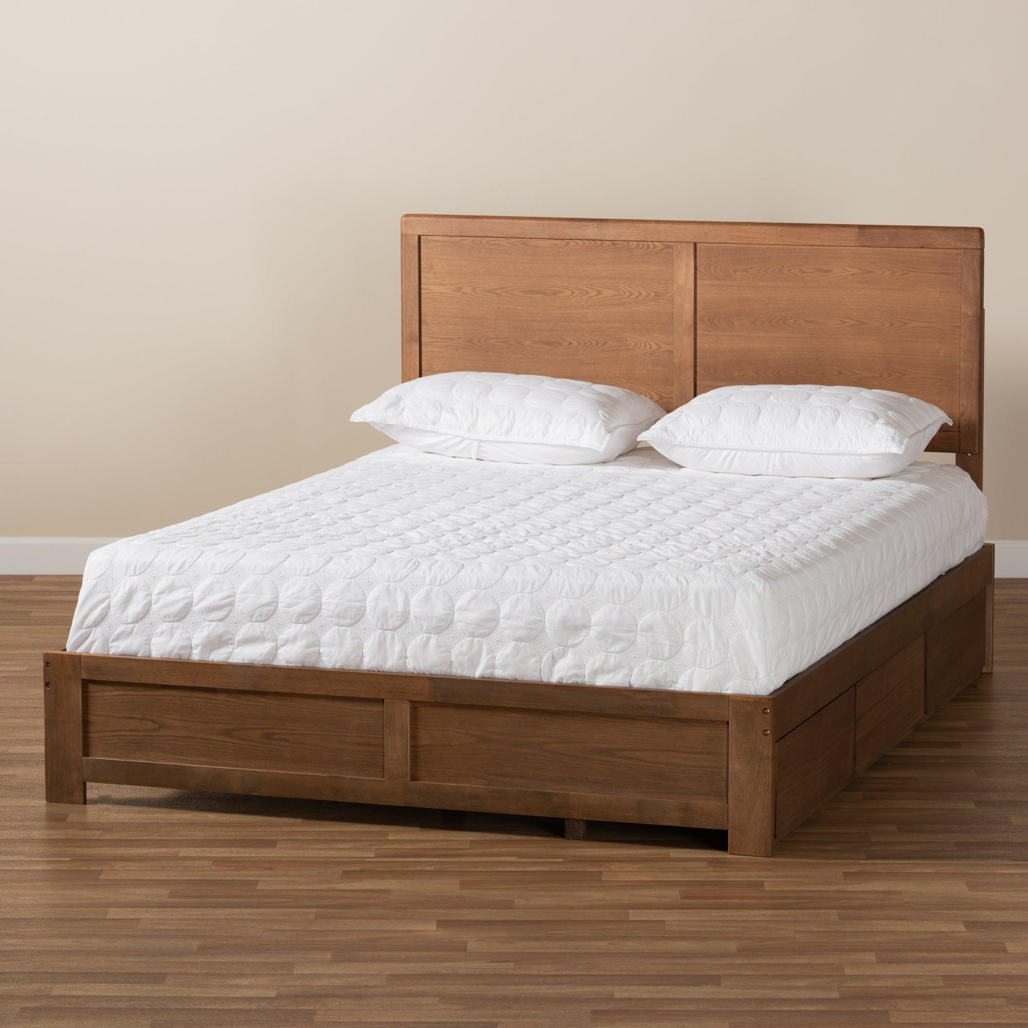 Aras Modern and Contemporary Transitional Ash Finished Wood 3-Drawer Platform Storage Bed