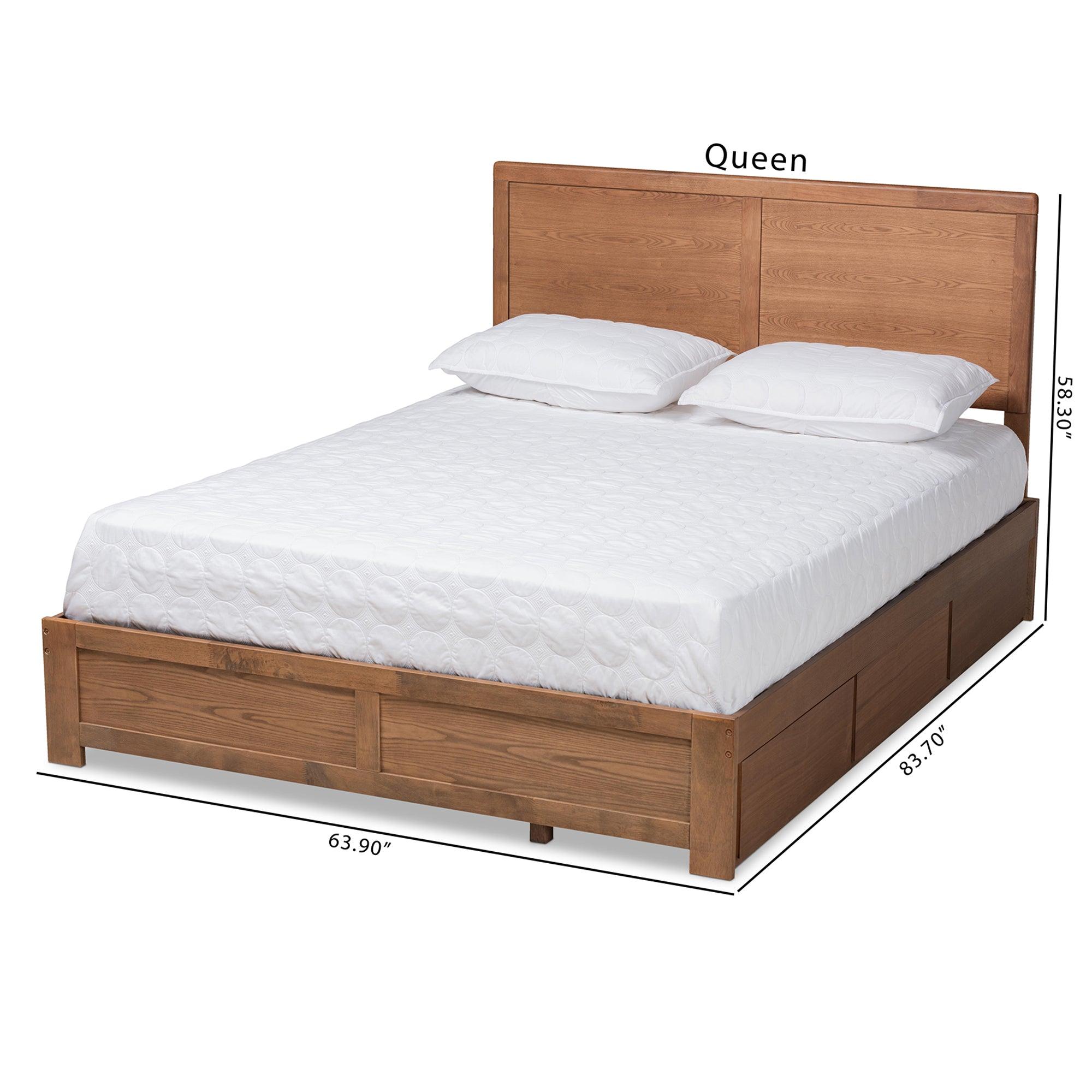 Aras Modern and Contemporary Transitional Ash Finished Wood 3-Drawer Platform Storage Bed