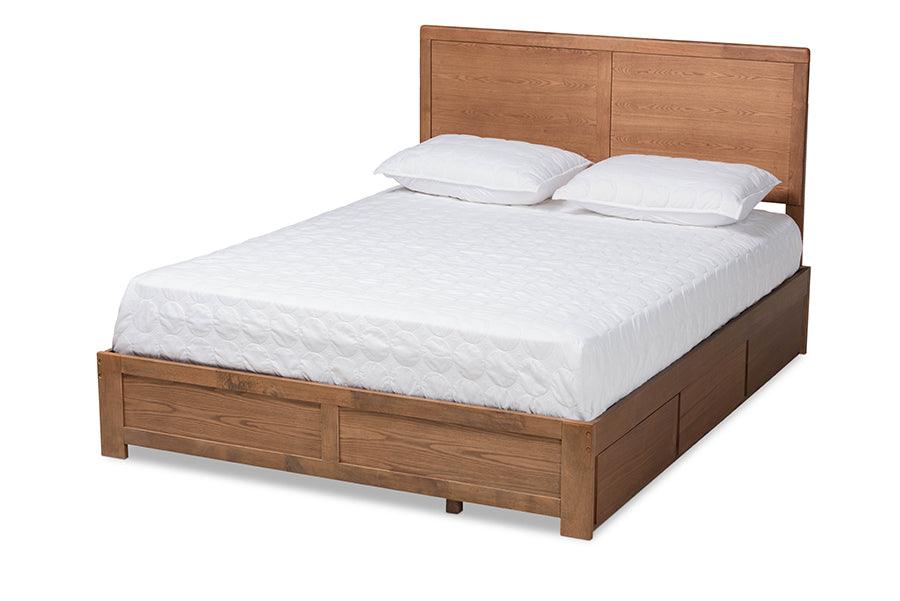 Aras Modern and Contemporary Transitional Ash Finished Wood 3-Drawer Platform Storage Bed