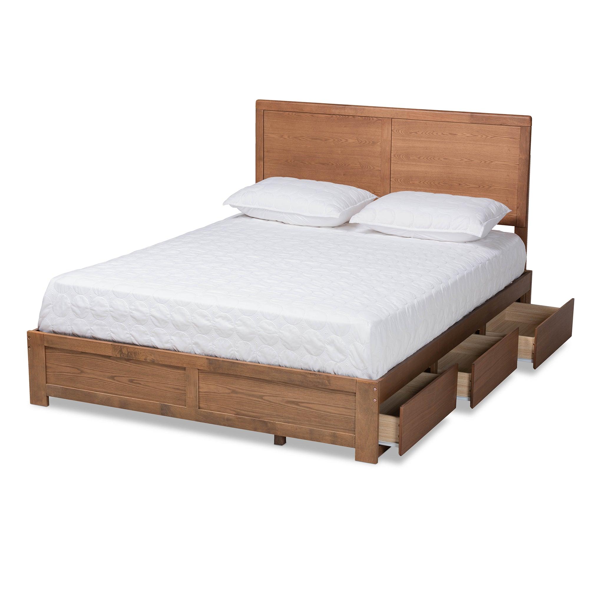 Aras Modern and Contemporary Transitional Ash Finished Wood 3-Drawer Platform Storage Bed