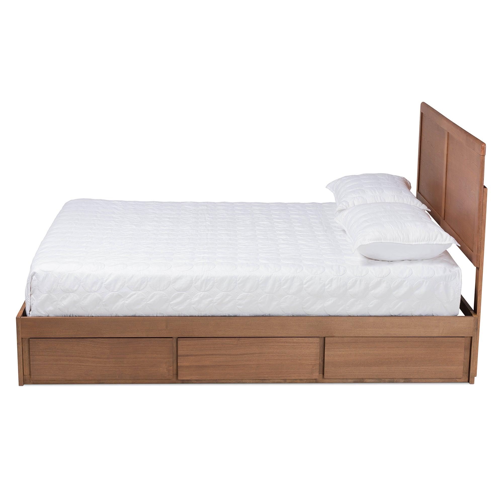 Aras Modern and Contemporary Transitional Ash Finished Wood 3-Drawer Platform Storage Bed