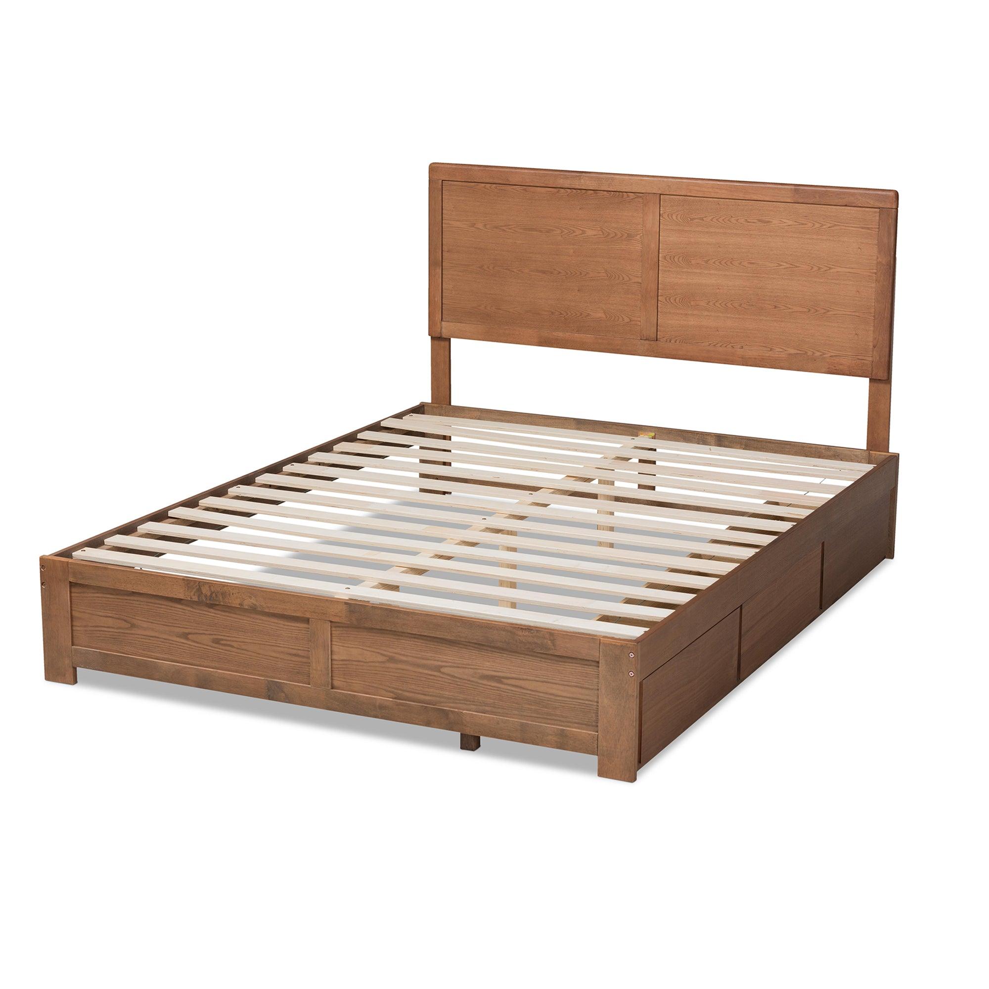 Aras Modern and Contemporary Transitional Ash Finished Wood 3-Drawer Platform Storage Bed