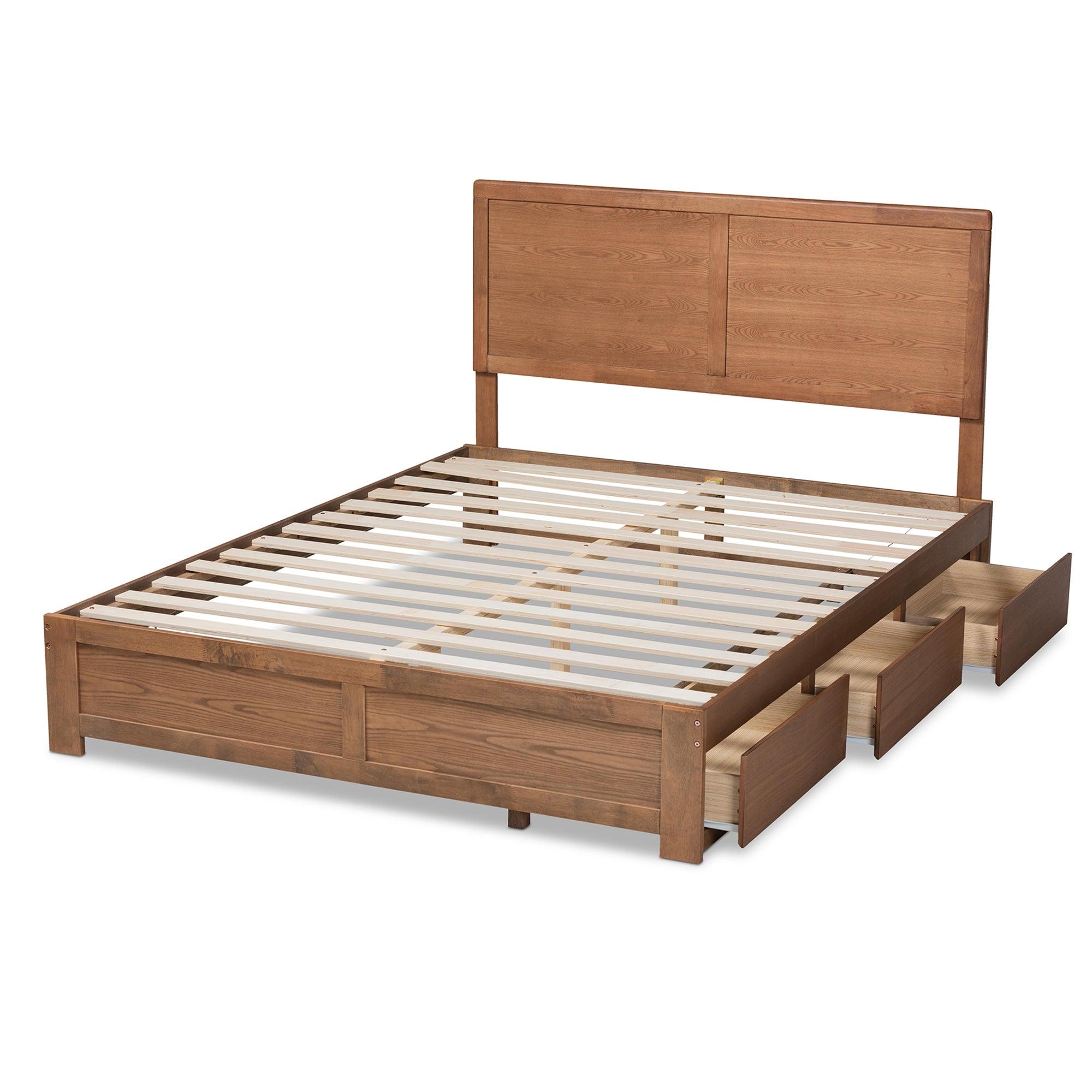 Aras Modern and Contemporary Transitional Ash Finished Wood 3-Drawer Platform Storage Bed