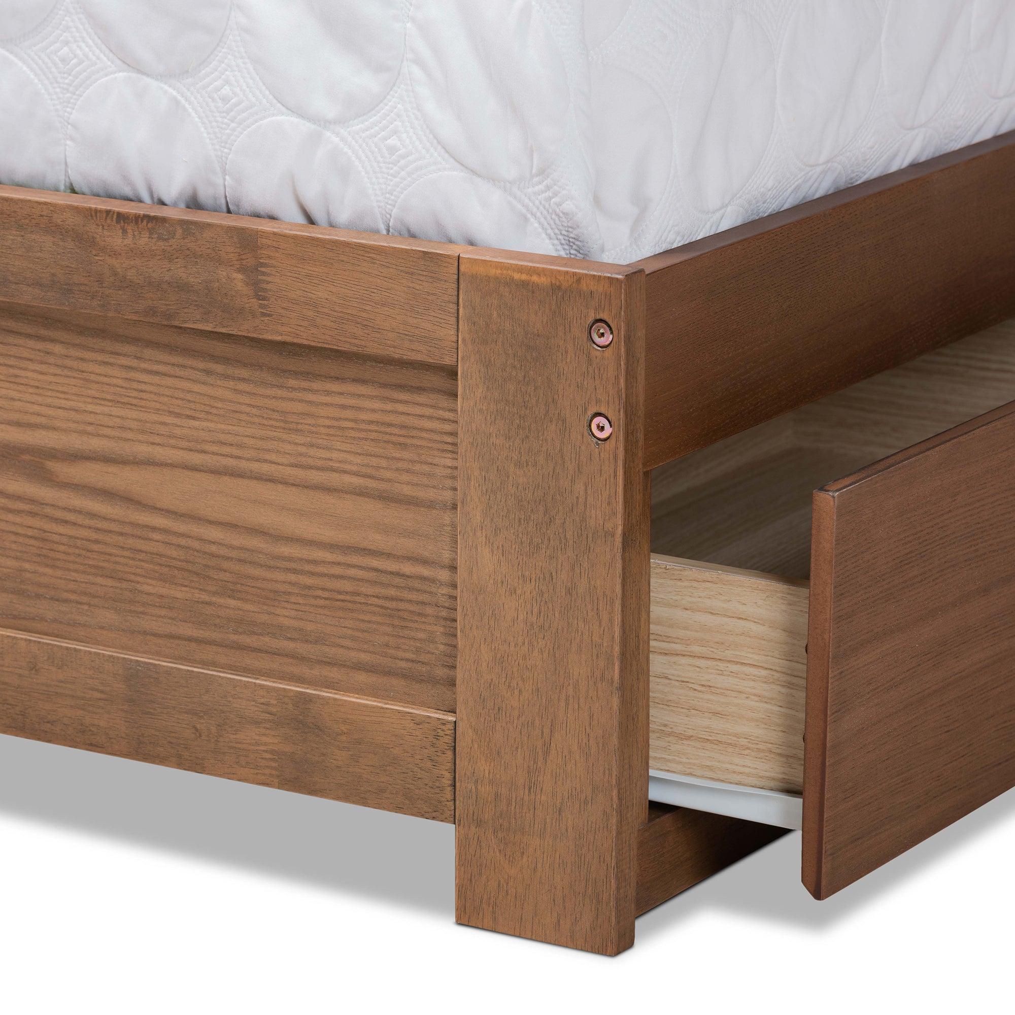 Aras Modern and Contemporary Transitional Ash Finished Wood 3-Drawer Platform Storage Bed