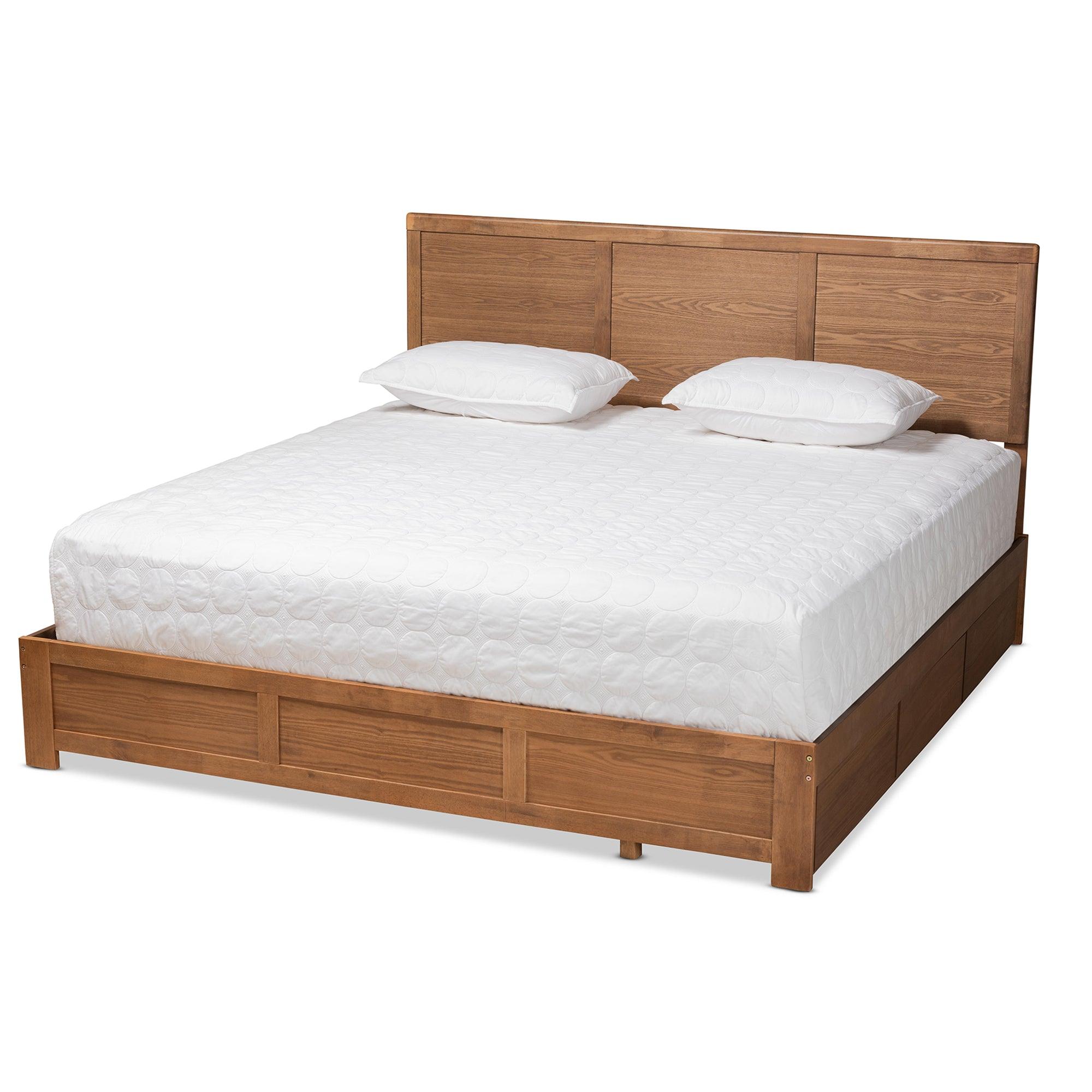 Aras Modern and Contemporary Transitional Ash Finished Wood 3-Drawer Platform Storage Bed