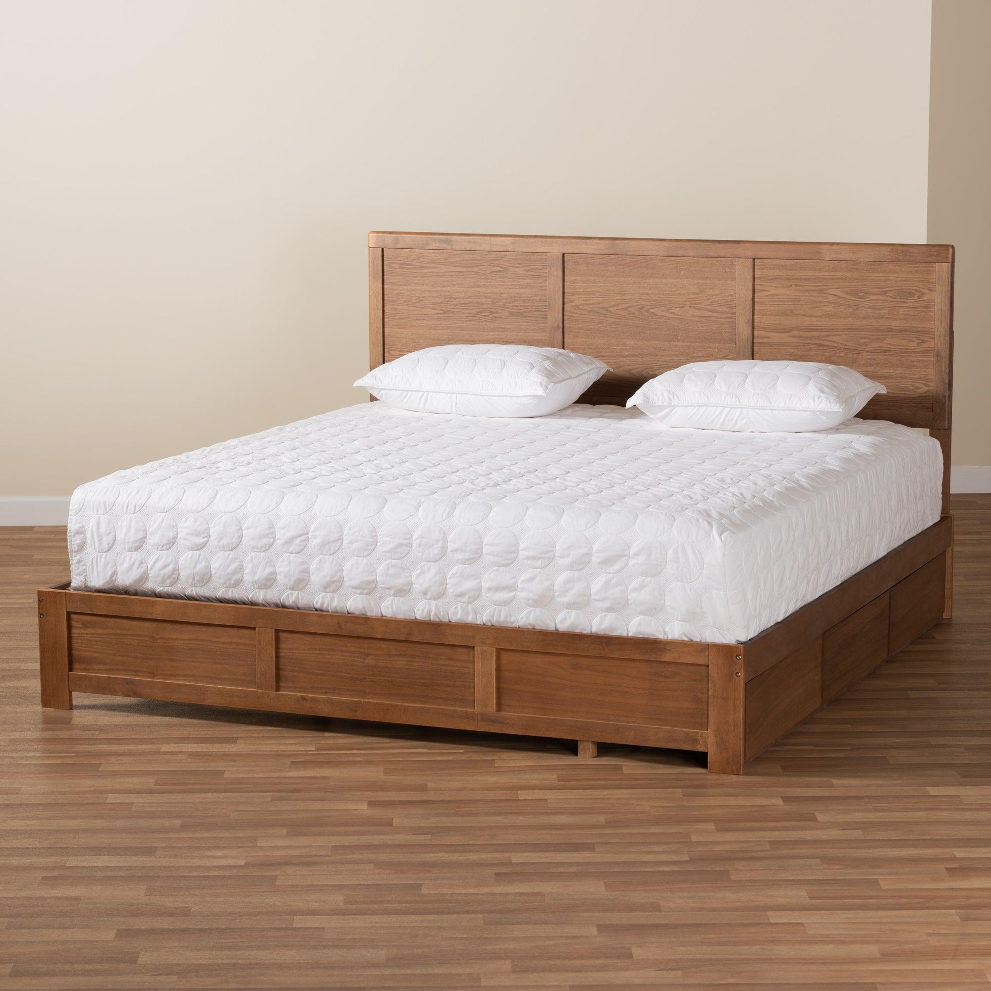 Aras Modern and Contemporary Transitional Ash Finished Wood 3-Drawer Platform Storage Bed