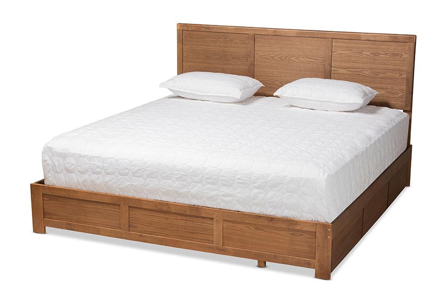 Aras Modern and Contemporary Transitional Ash Finished Wood 3-Drawer Platform Storage Bed