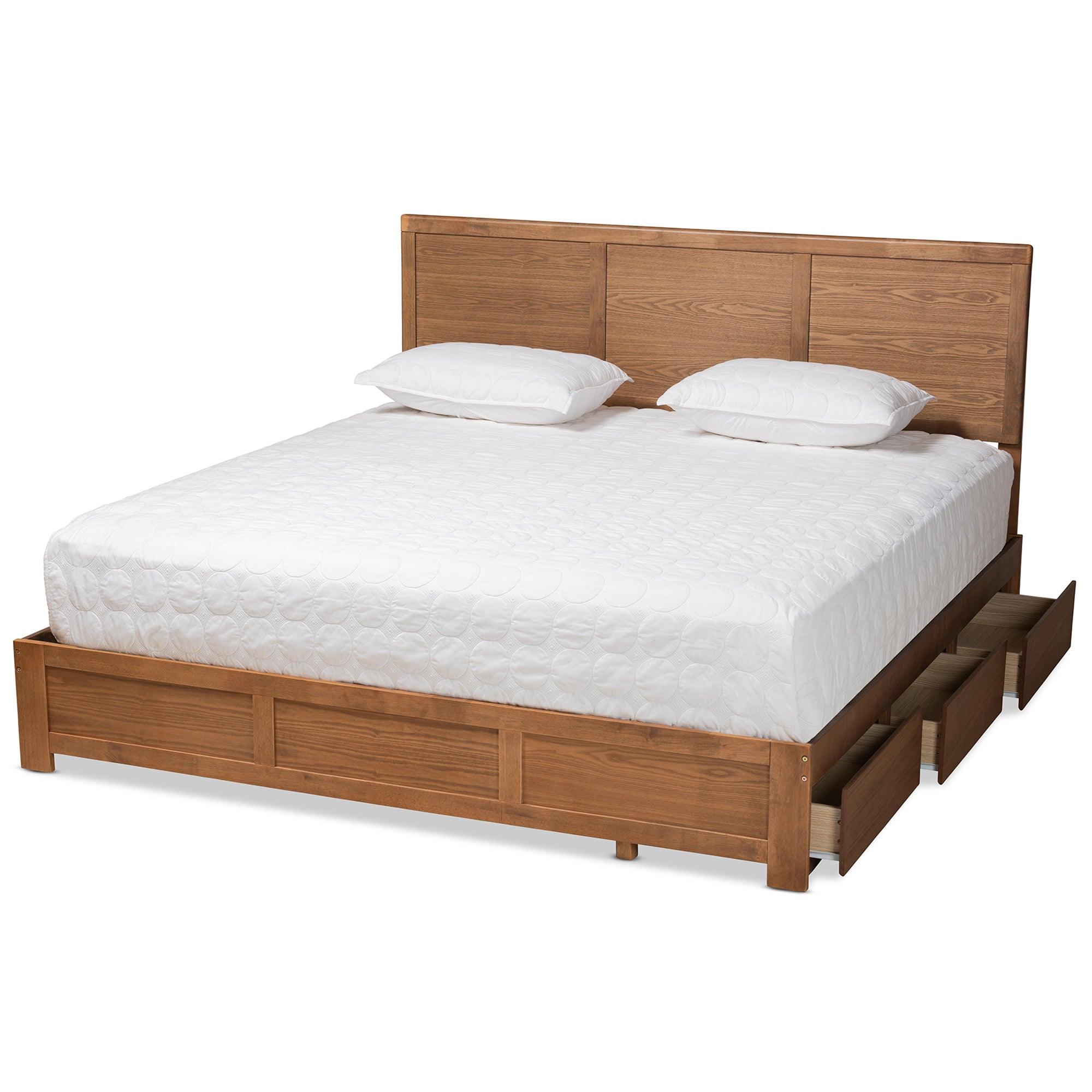 Aras Modern and Contemporary Transitional Ash Finished Wood 3-Drawer Platform Storage Bed