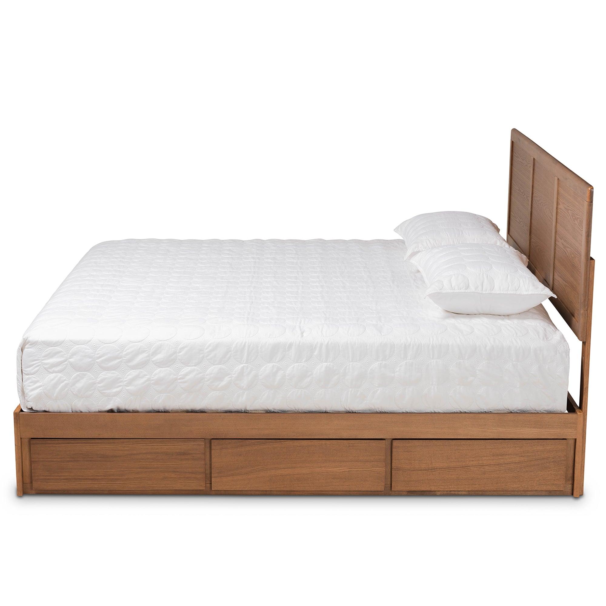 Aras Modern and Contemporary Transitional Ash Finished Wood 3-Drawer Platform Storage Bed