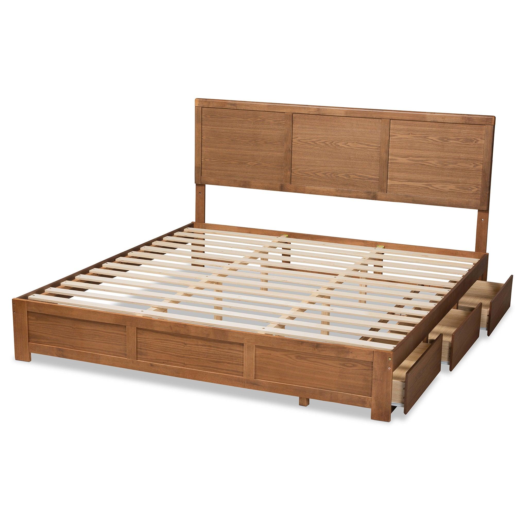 Aras Modern and Contemporary Transitional Ash Finished Wood 3-Drawer Platform Storage Bed